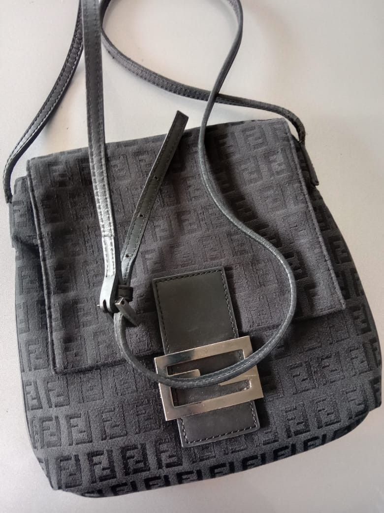 Fendi FENDI Zucchino Canvas Mamma Baguette Crossbody Black Bag Size ONE SIZE - 3 Thumbnail