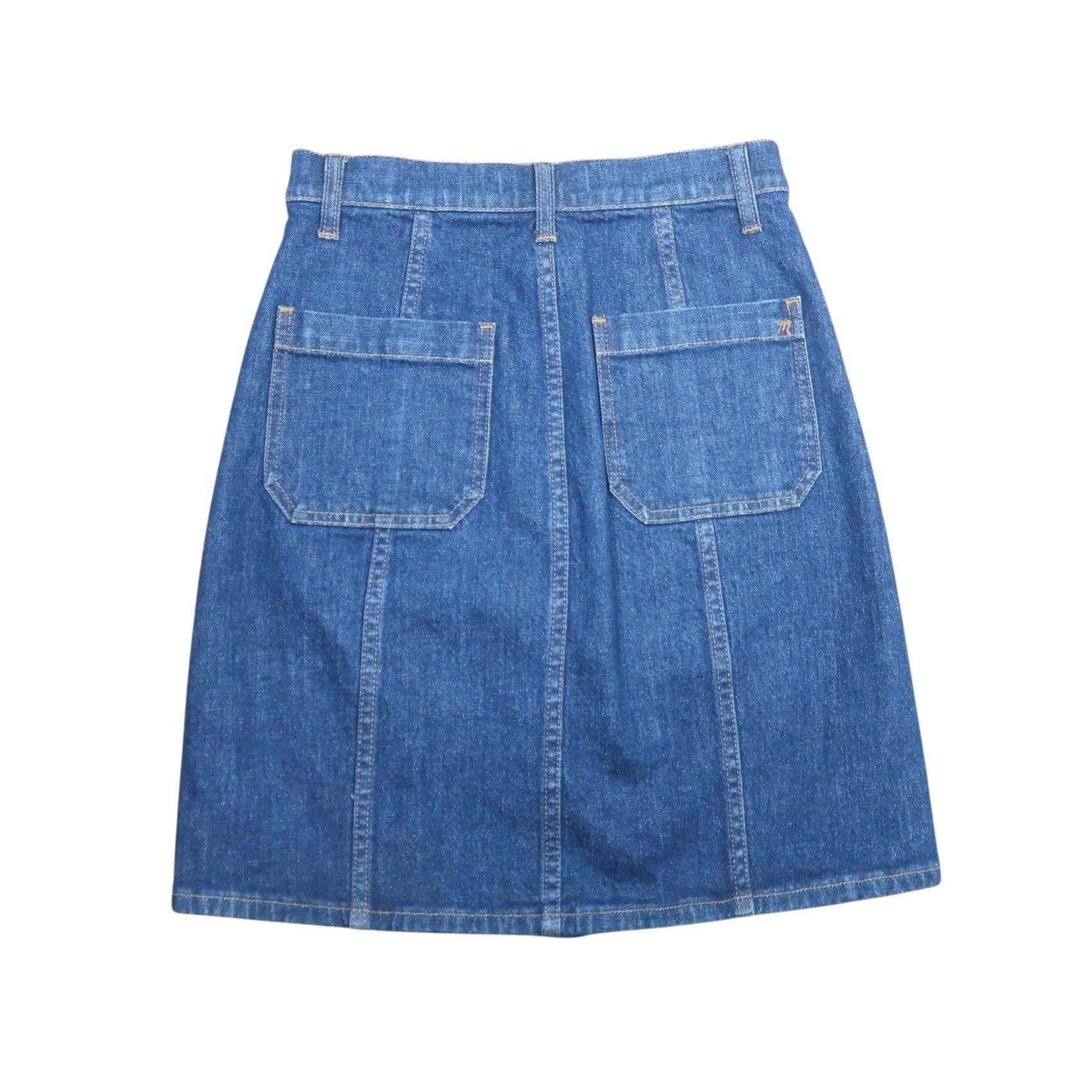 Madewell Madewell Denim Mini Skirt 24 Button Front High Rise Blue Solid Cotton Denim Women Short Casual Size 42" / US 20 - 3 Thumbnail