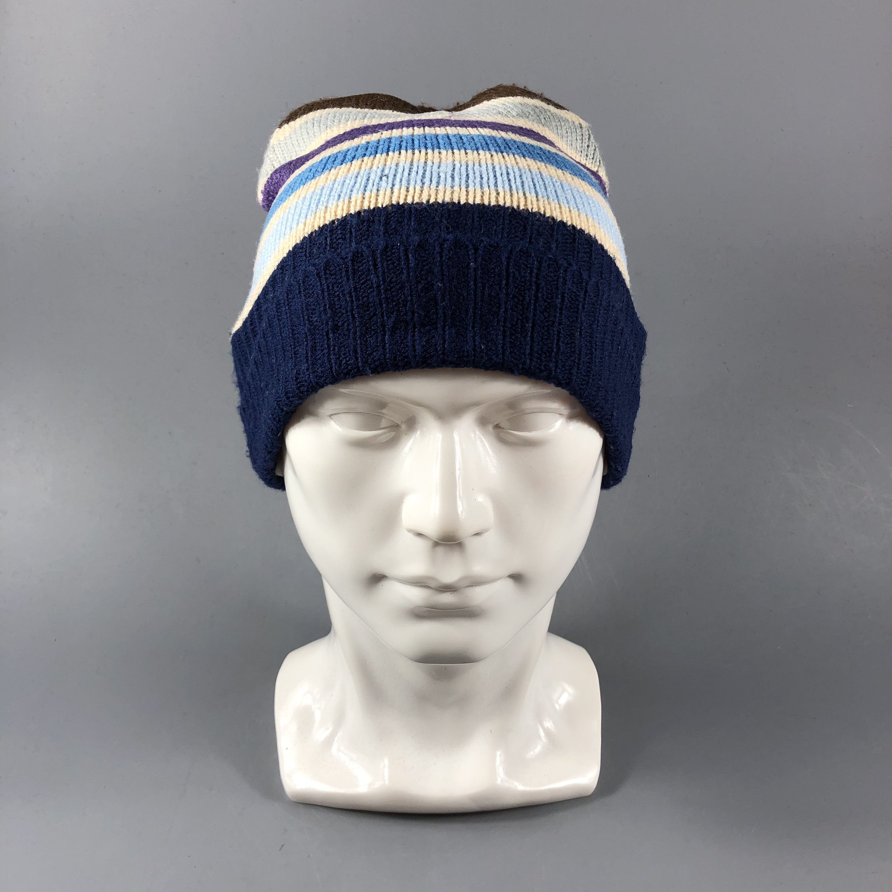 Vintage Unknown Striped Fisherman Beanie Snowcap Snow Hat B750 Size ONE SIZE - 1 Thumbnail