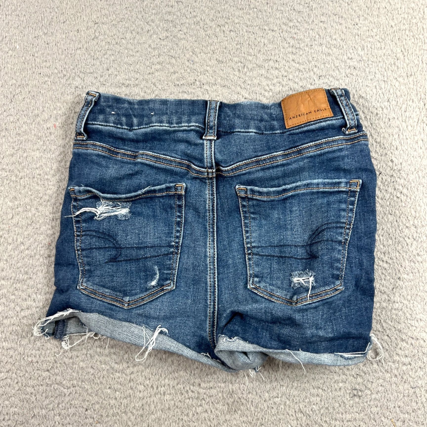 Vintage American Eagle Women's Blue Next Level Stretch Curvy High Rise Shortie Size 0 Size 25" / US 0 / IT 36 - 5 Thumbnail
