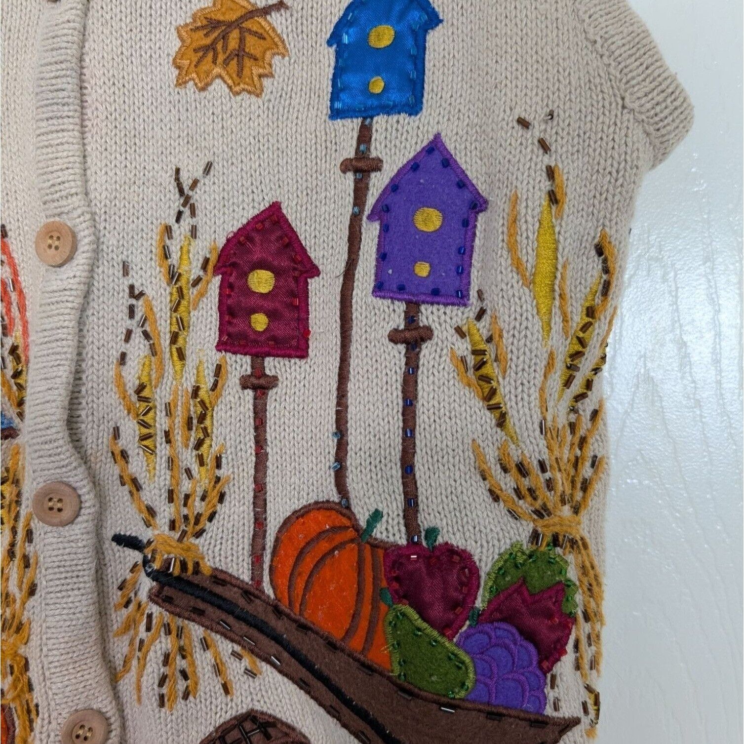 Designer Vintage Fall Scarecrow Sweater Vest Womens Size Small Beige Size S / US 4 / IT 40 - 5 Thumbnail