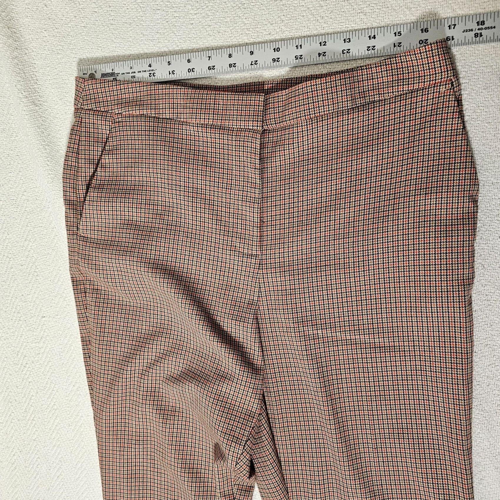 Vince Camuto Vince Camuto Dress Pants Women Houndstooth High Waist Straight Leg Beige Size 12 Regular Inseam 29 Beige Size 34" / US 12 / IT 48 - 4 Thumbnail