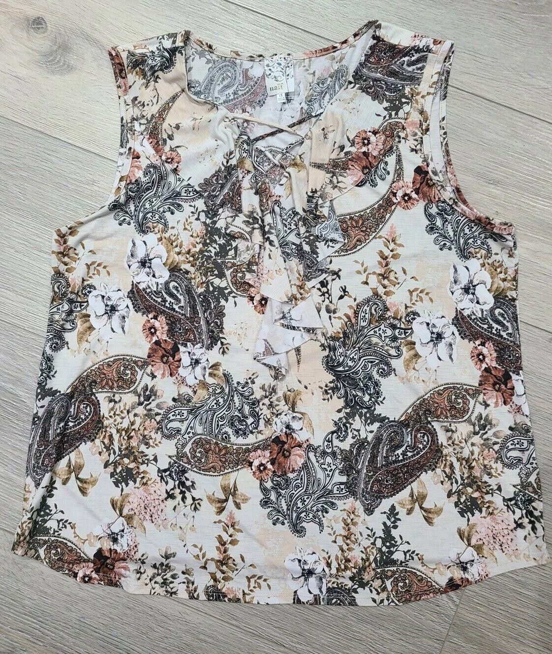 narifuri Naif Top 1x Plus Size V Neck Criss Cross Stretch Floral Size XL / US 12-14 / IT 48-50 - 1 Thumbnail