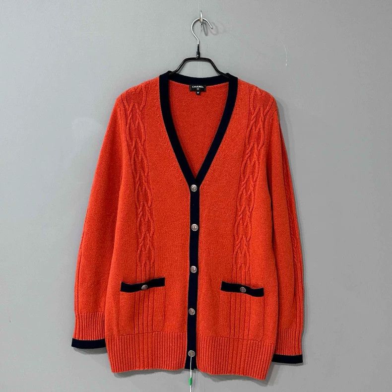 Chanel Chanel Orange cashmere cardigan jacket 2504-Nextarrow Size S / US 4 / IT 40 - 1 Thumbnail