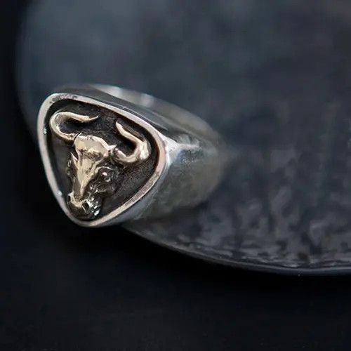 Vintage Retro Personality Bull Pattern Ring Open Size Size ONE SIZE - 4 Thumbnail
