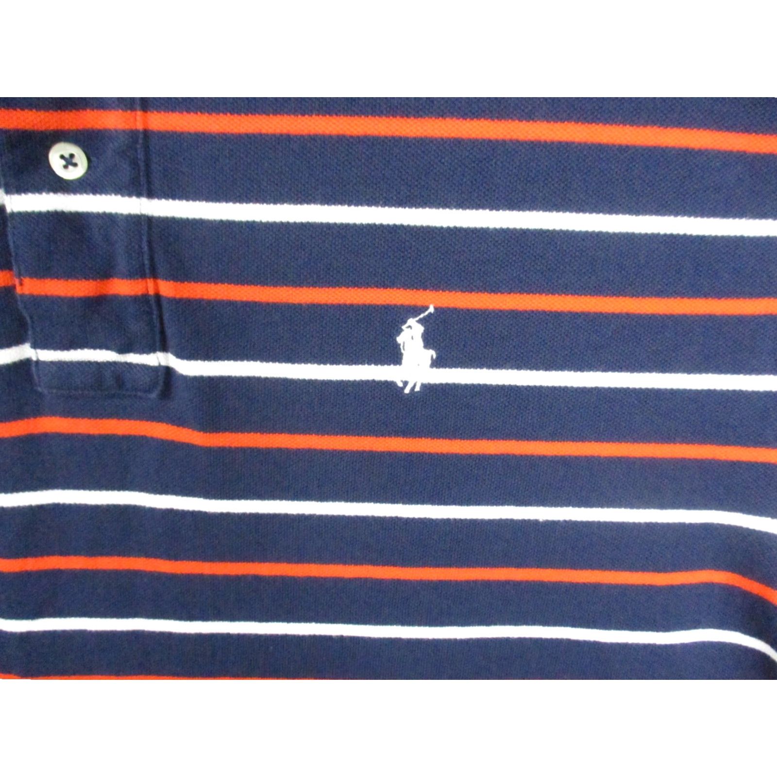 Polo Ralph Lauren VINTAGE Polo Ralph Lauren Shirt Large Men Blue Orange Stripe White Pony Polo Shirt L Men Blue Orange Stripe Size US L / EU 52-54 / 3 - 2 Thumbnail