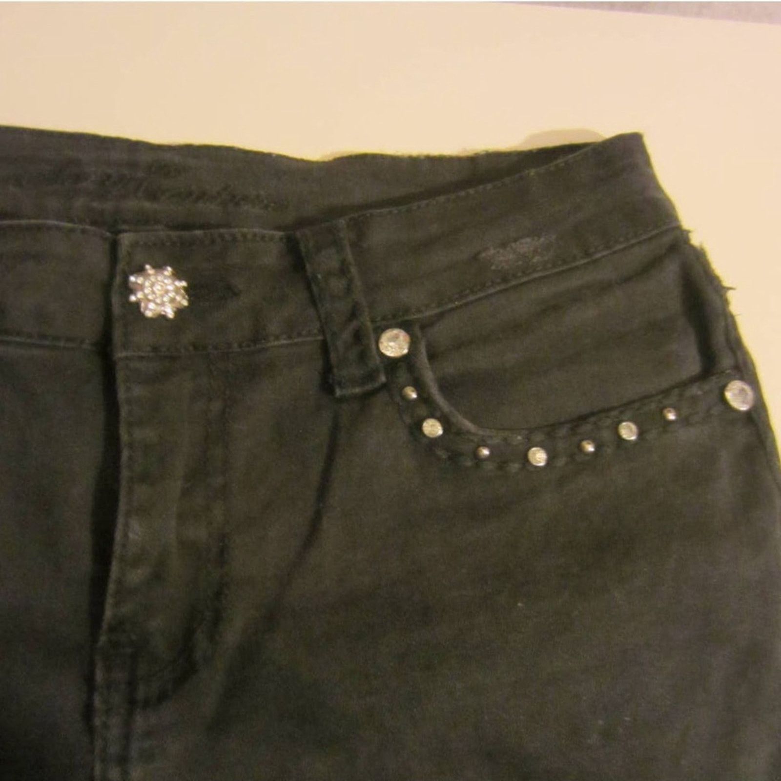 Other Y2K Rhinestone Studded Black Capri Pants Sexy Couture 13 Size 26" / US 2 / IT 38 - 3 Thumbnail