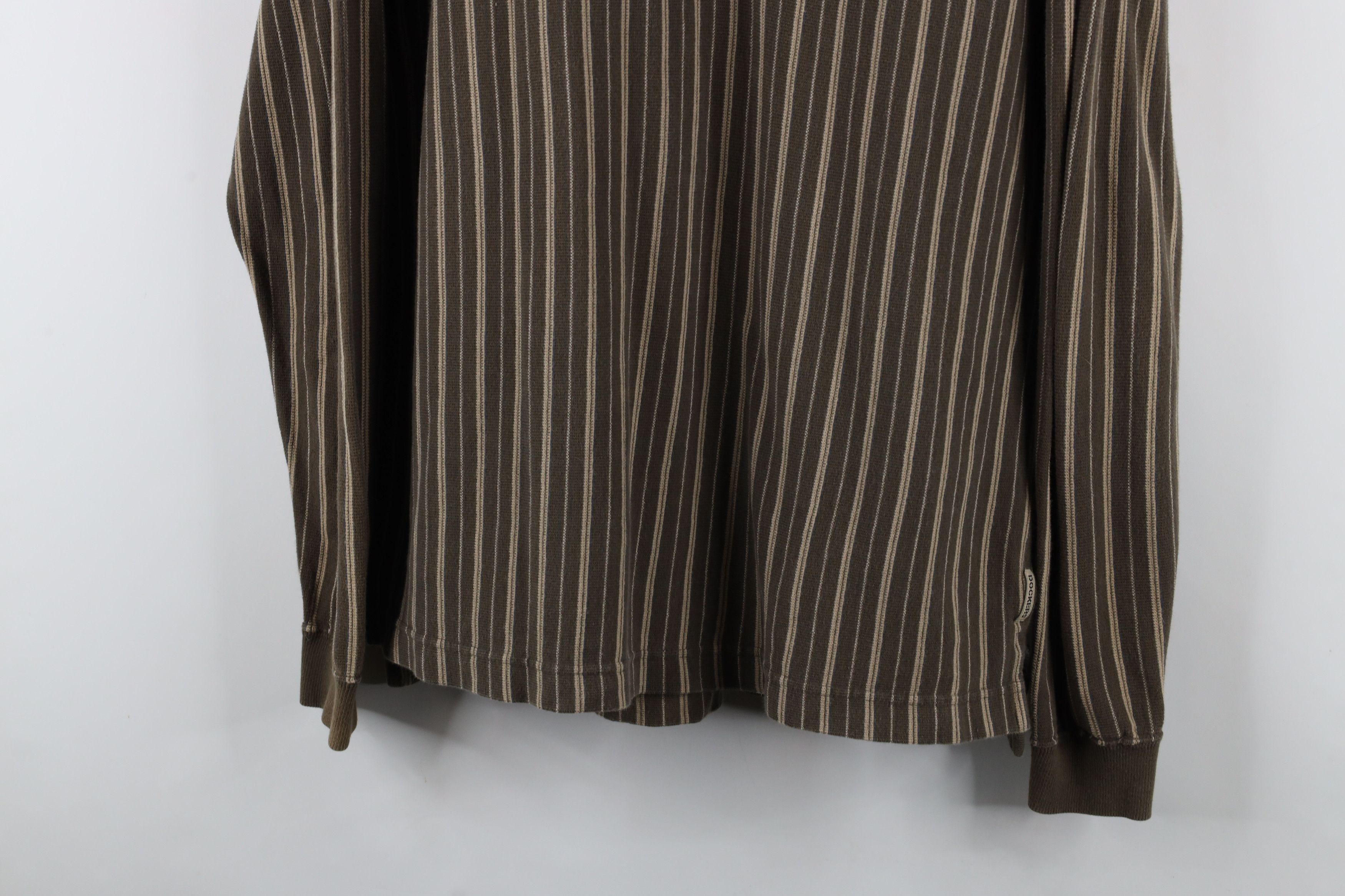 Vintage Vintage 90s Streetwear Striped Thermal Knit Long Sleeve Polo Size US L / EU 52-54 / 3 - 3 Thumbnail