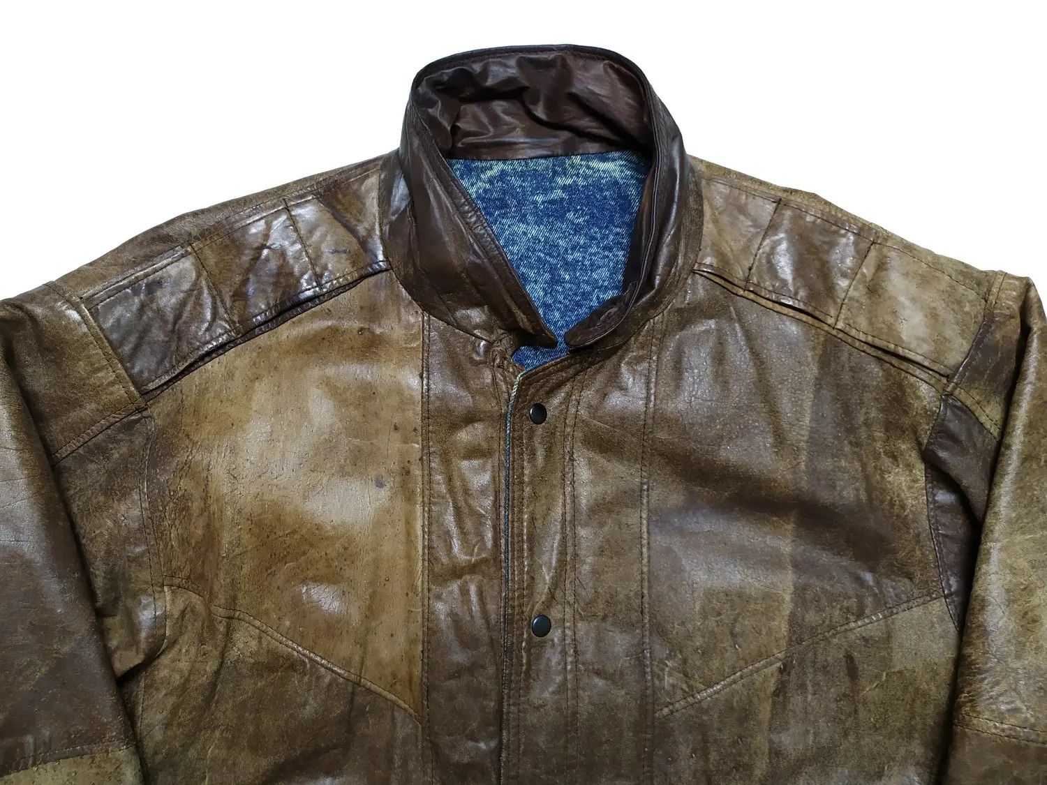 Vintage Vintage Reversible Brown Leather Denim Jacket Size US M / EU 48-50 / 2 - 16 Thumbnail