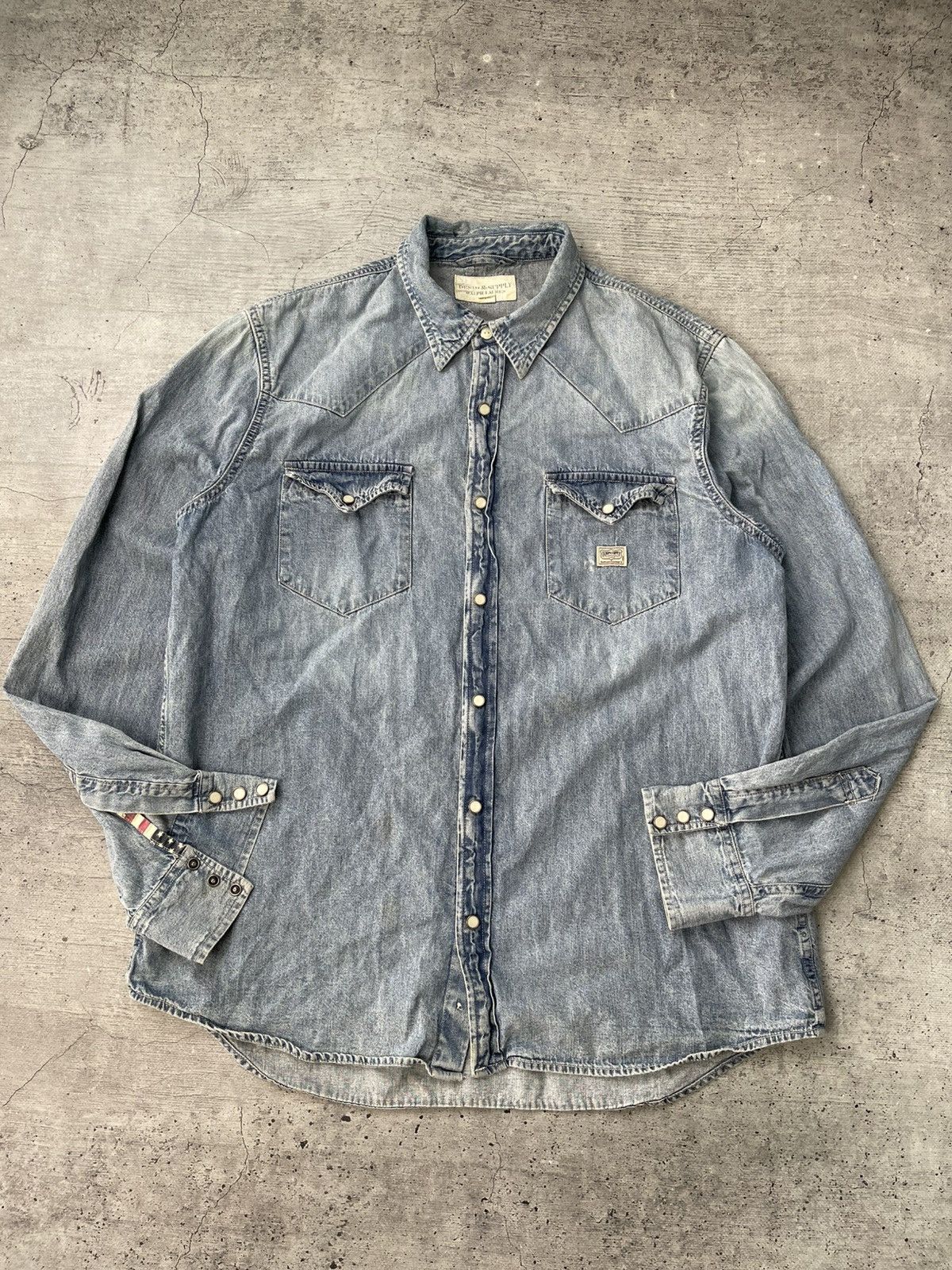 Denim & Supply Ralph Lauren Vintage Denim Supply by Ralph Lauren Distressed Jeans Shirt Size US XL / EU 56 / 4 - 2 Thumbnail