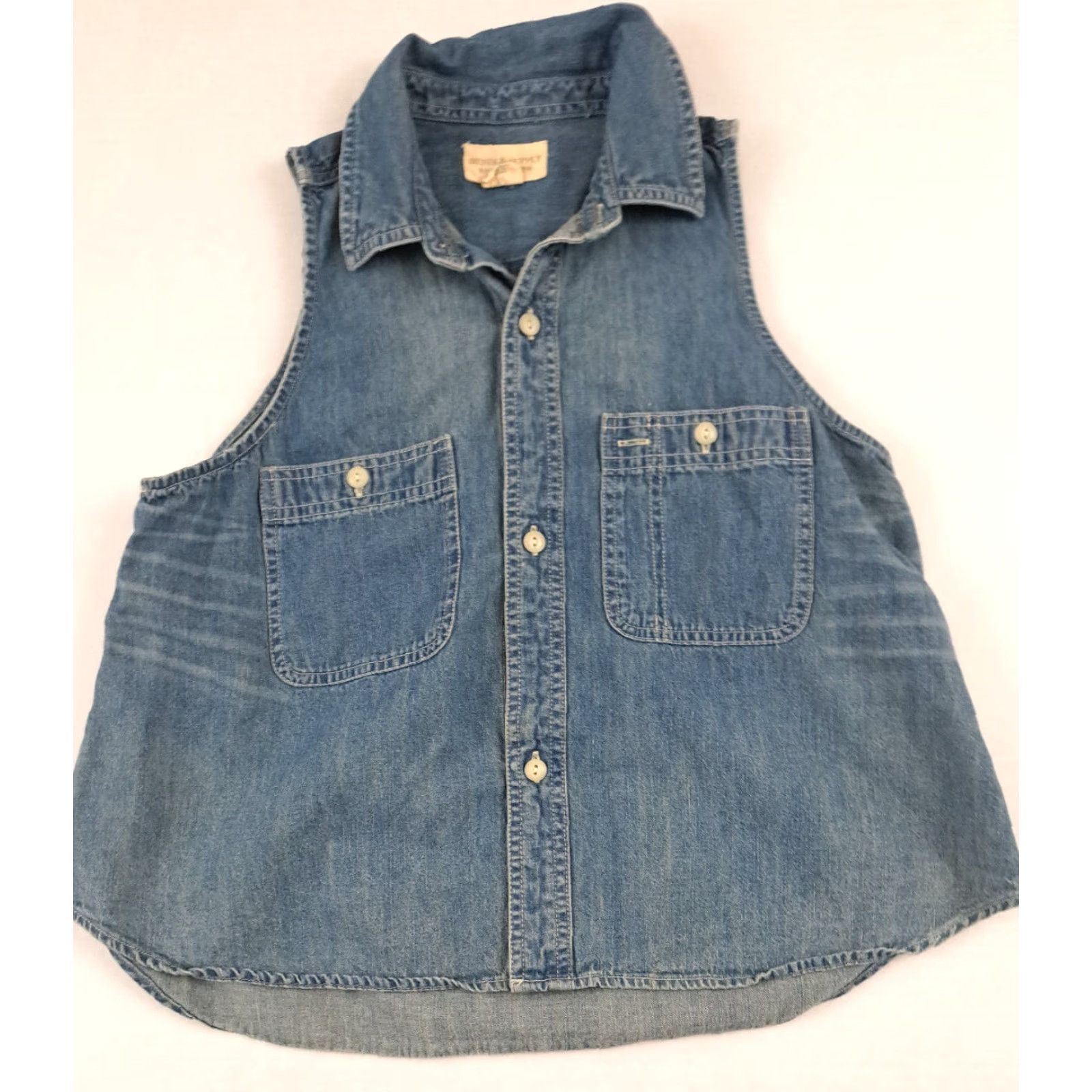 Chaps Chaps Vest Denim Cotton Blue 90s Solid Button Short 25in Long Women M - Casual Workwear Size 32" / US 10 / IT 46 - 2 Thumbnail
