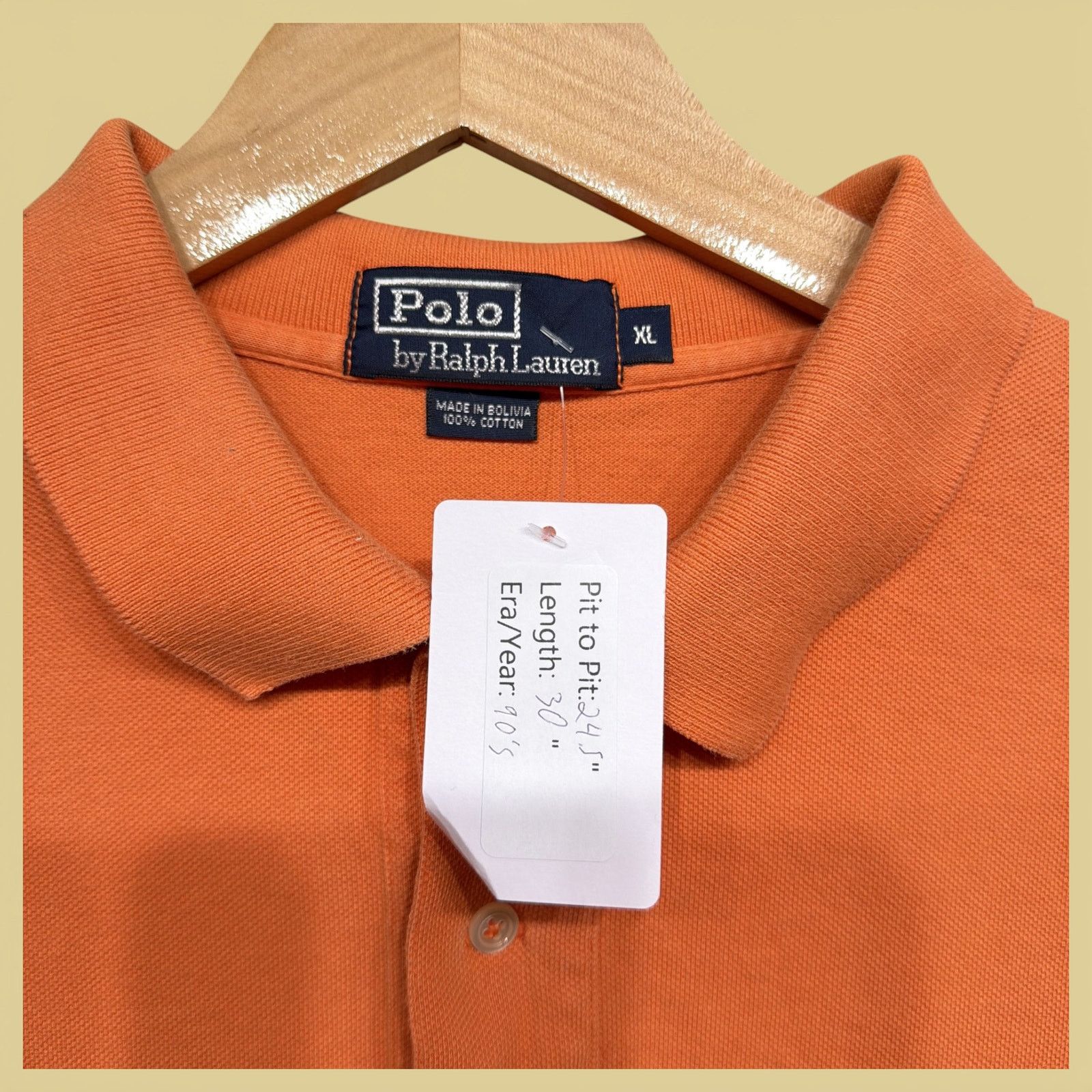 Polo Ralph Lauren Vintage Polo Ralph Lauren 90s Orange Polo Shirt Size XL Size US XL / EU 56 / 4 - 4 Thumbnail