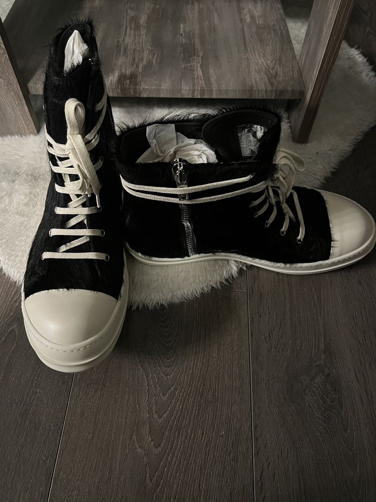 Rick Owens Drkshdw Rick Owens Ramones Strobe High Black Pony Size 45 Size US 11.5 / EU 44-45 - 4 Thumbnail