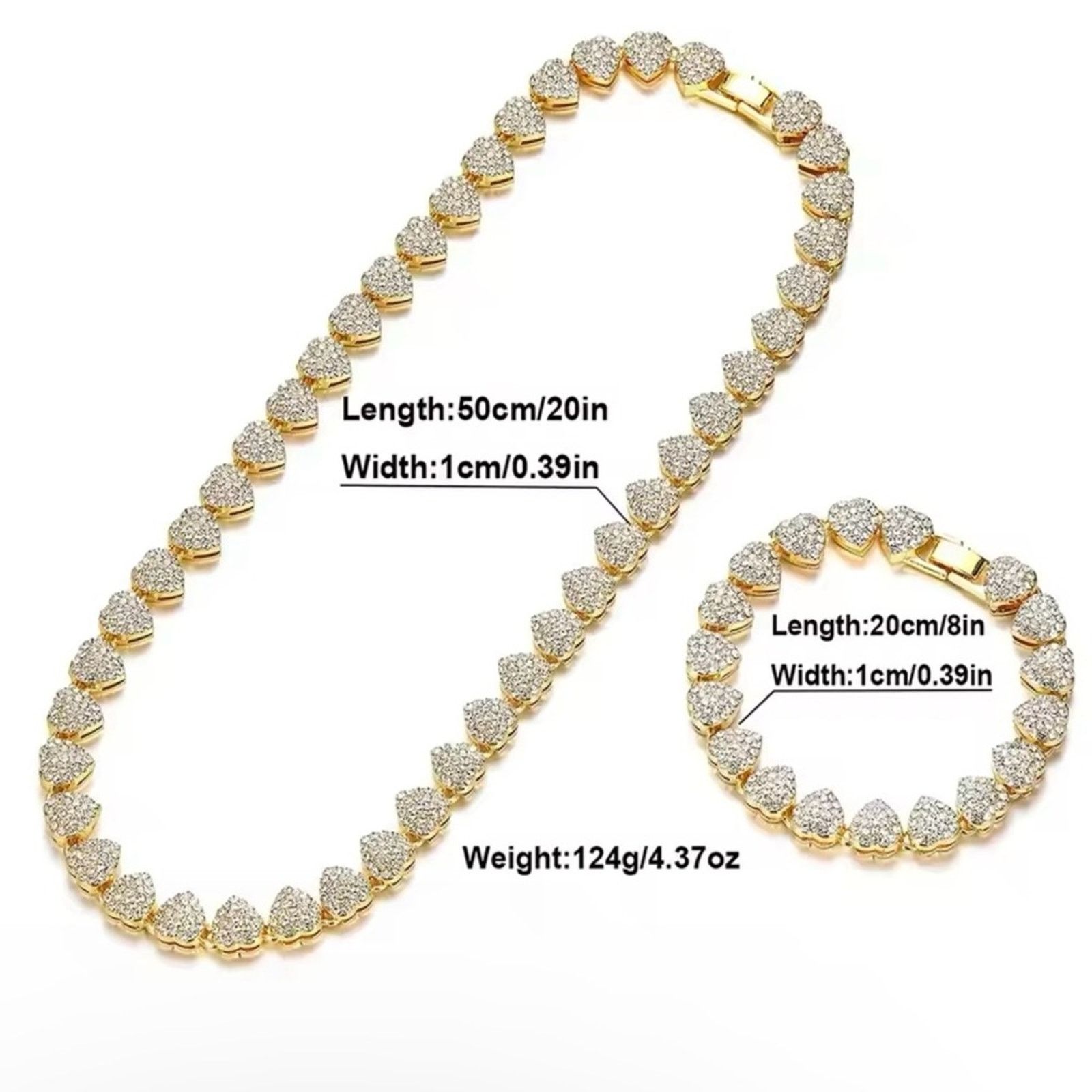 Other Heart Shape Cubin Chain Necklace Iced Out Men Jewelry 18” Size ONE SIZE - 6 Thumbnail