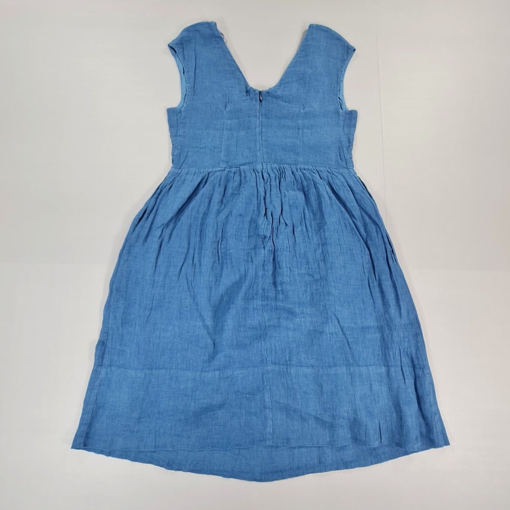 Vintage VINTAGE? ZYGA Dress Blue Medium 100% Linen Summer Holiday Knee Length RRP £249 Size M / US 6-8 / IT 42-44 - 6 Thumbnail