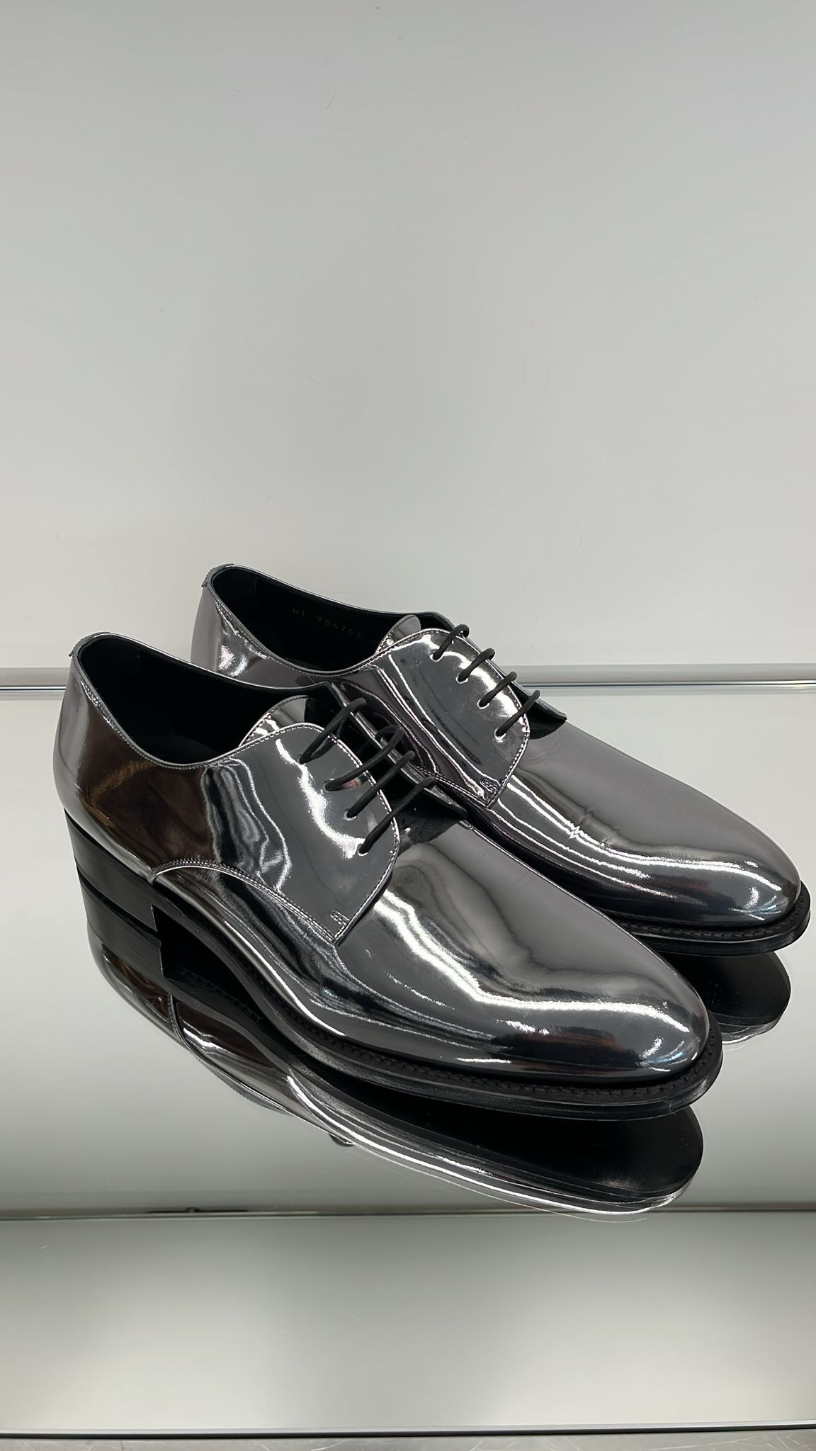 Saint Laurent Paris o1b1hav110325 Adrien Derbies Metallic Leather Shoes Size US 12 / EU 45 - 1 Thumbnail