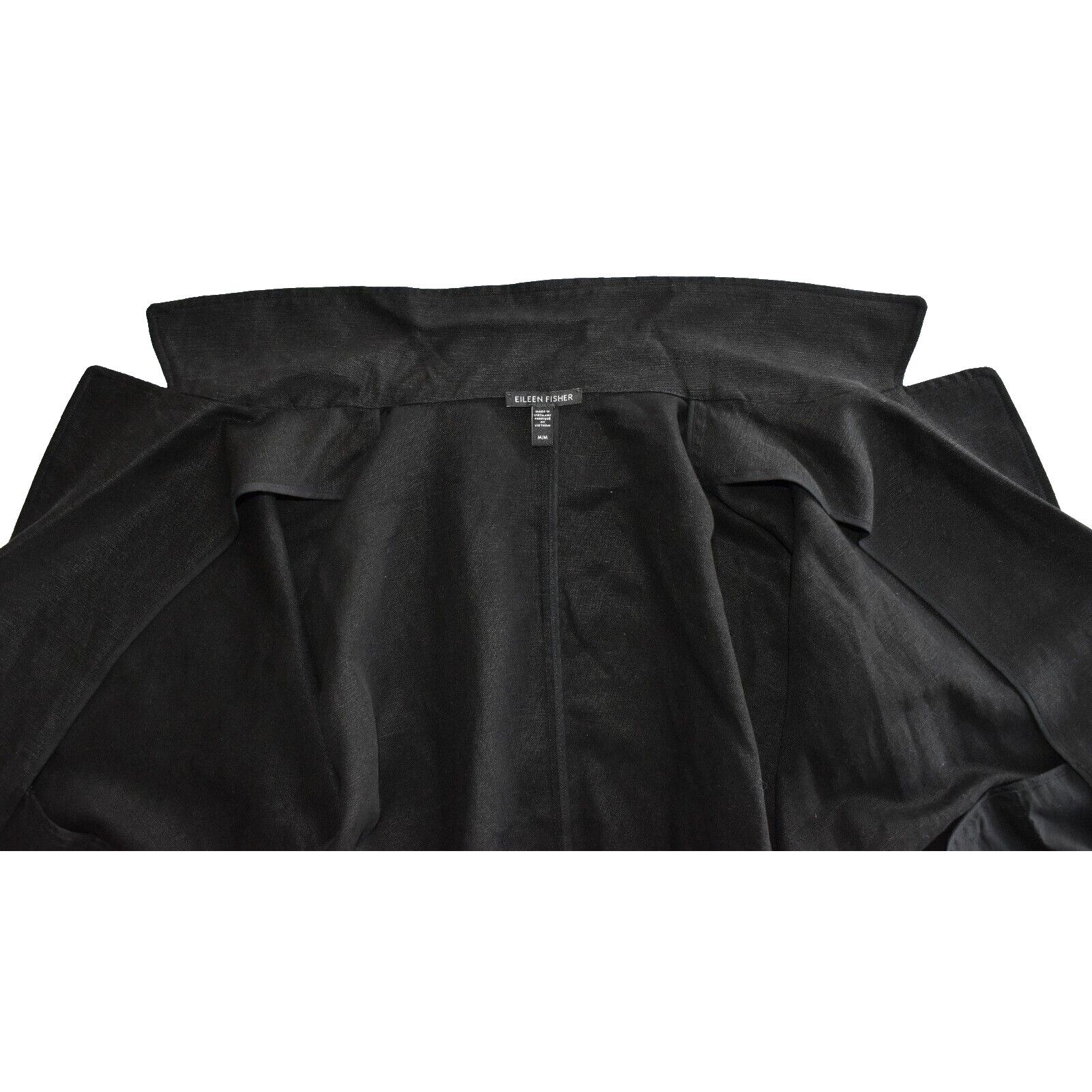 Eileen Fisher NEW EILEEN FISHER Black Organic Linen Open Front Jacket Sz M Size M / US 6-8 / IT 42-44 - 4 Thumbnail