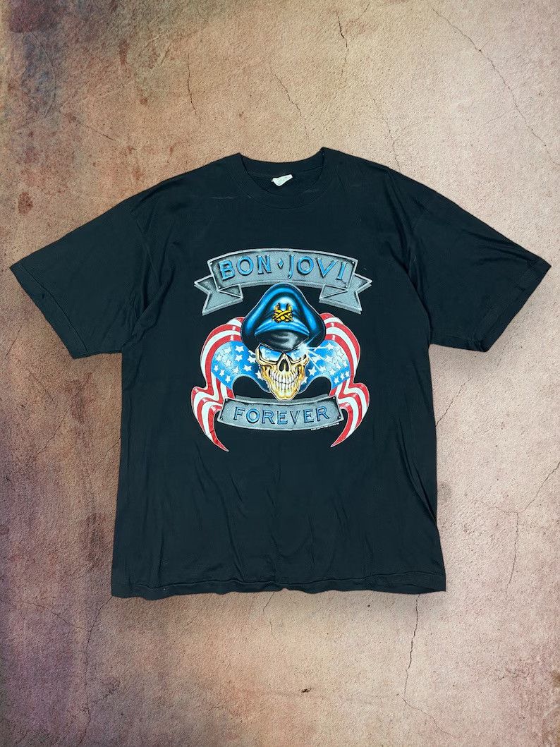 Band Tees × Vintage Bon Jovi Forever 1989 Vintage Bandshirt Tourshirt Tour Band Size US XL / EU 56 / 4 - 1 Thumbnail