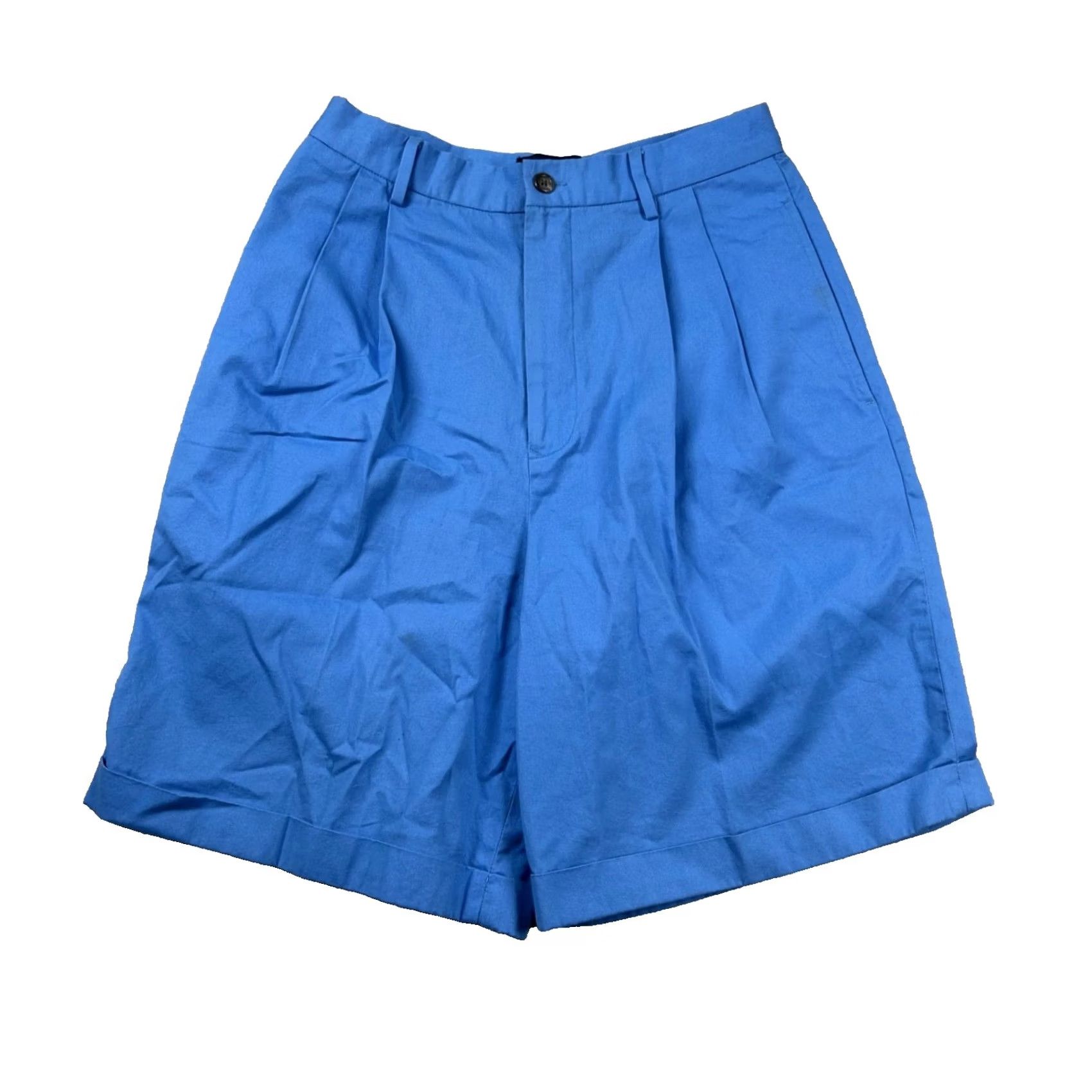 Polo Ralph Lauren VINTAGE Polo Sport Shorts Womens 8 Ralph Lauren Pleated High Rise Golf Cuffed Polo Sport Shorts Womens 8 Blue 100% Cotton Twill Chino 90s Womens Size 30" / US 8 / IT 44 - 2 Thumbnail