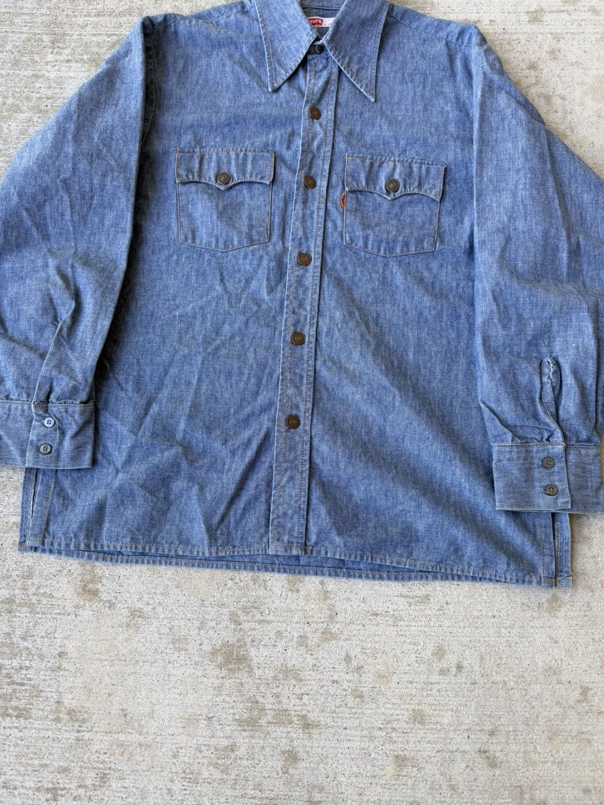 Levi's 1970s Levi’s Orange Tab Denim Western Overshirt Chore Jacket Size US XL / EU 56 / 4 - 3 Thumbnail