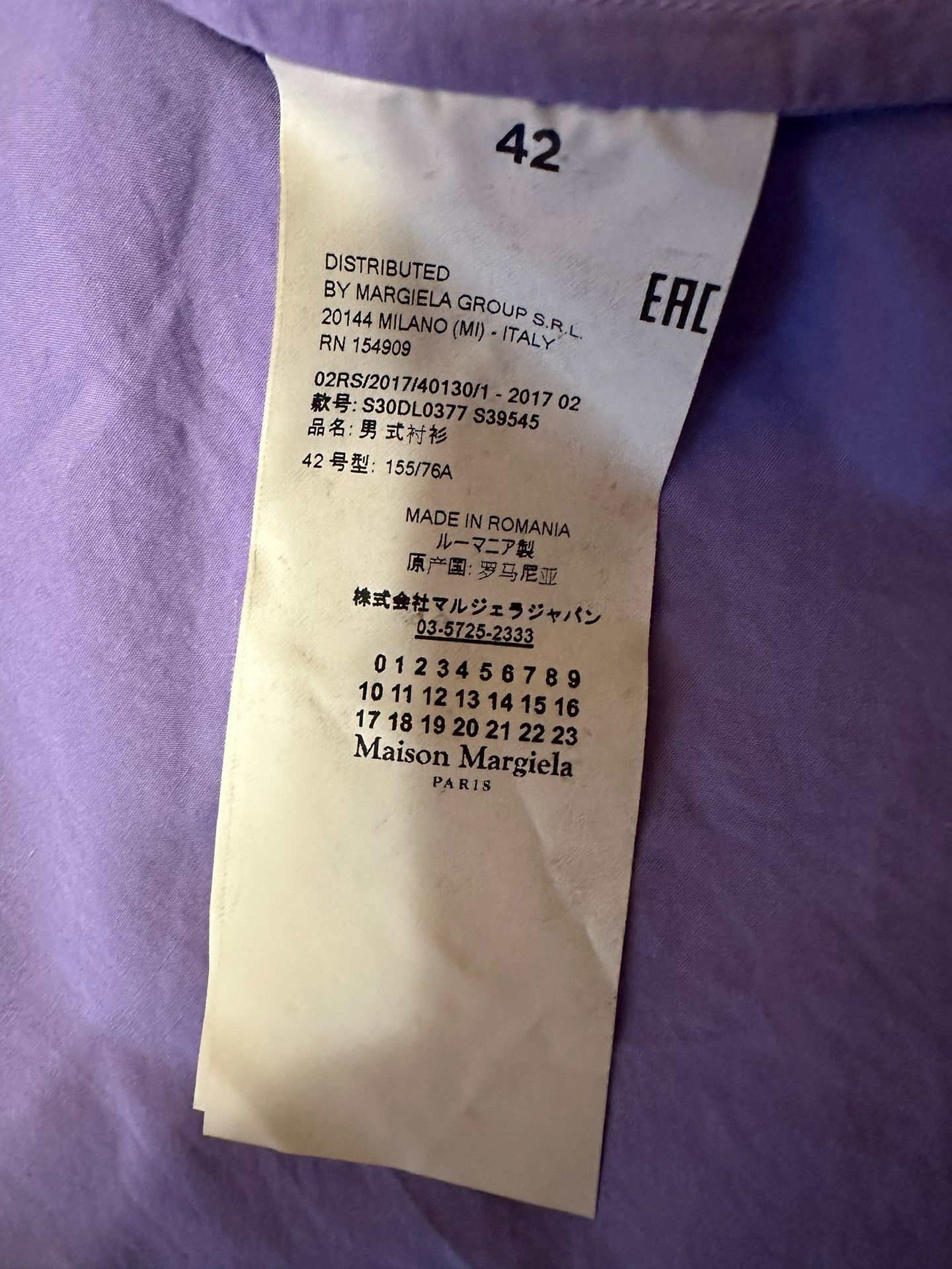 Maison Margiela Maison Margiela Purple long-sleeved shirt 2501-Nextarrow Size US XS / EU 42 / 0 - 7 Thumbnail