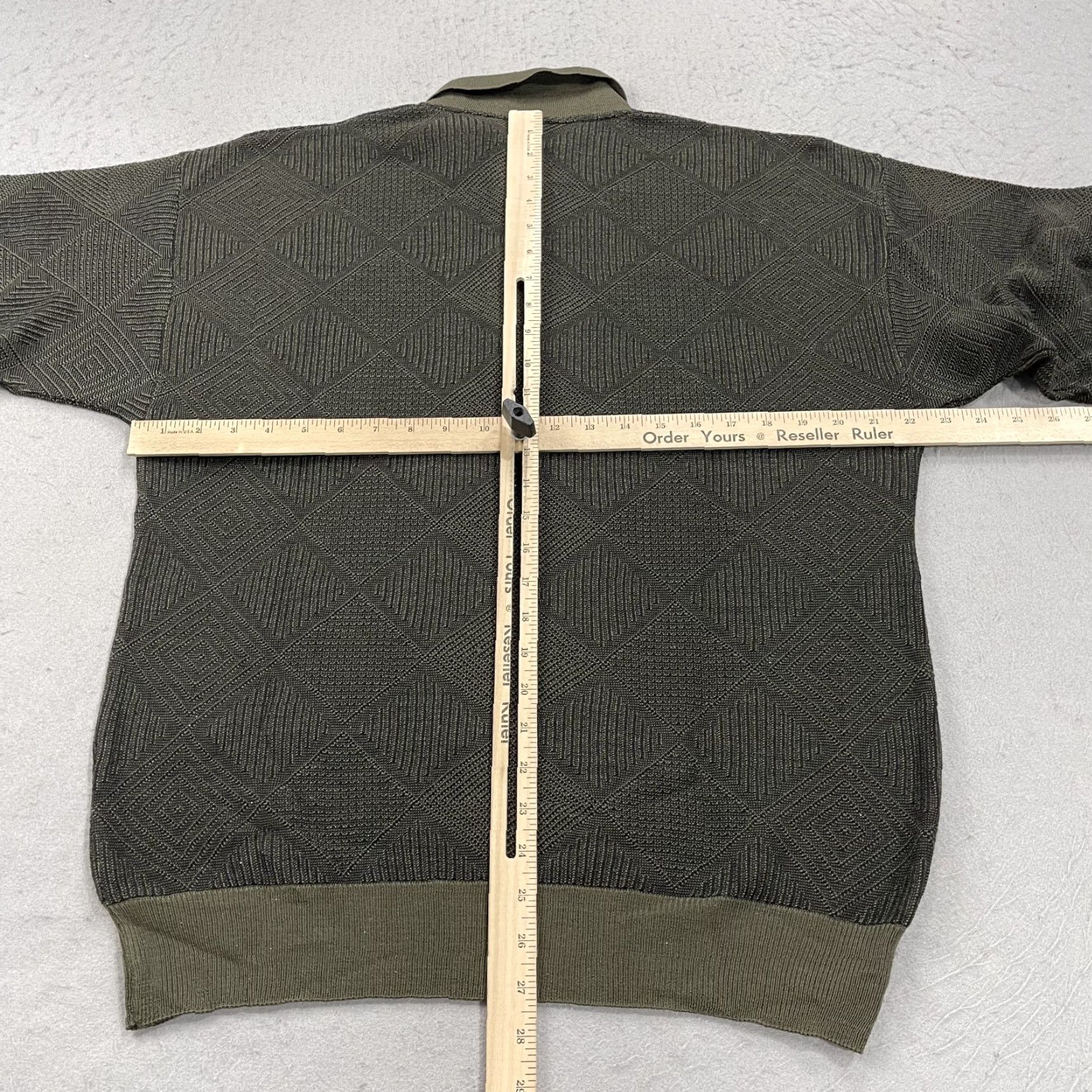 Vintage VINTAGE Segreto Grandpa Sweater Mens Large Green Brown Geometric Knit Wool Collared 90s Size US L / EU 52-54 / 3 - 5 Thumbnail