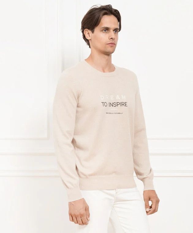 Brunello Cucinelli BRUNELLO CUCINELLI MEN'S EMBROIDERED CASHMERE SWEATER Size US M / EU 48-50 / 2 - 3 Thumbnail