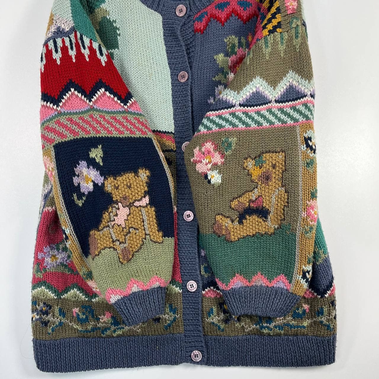 Other Together Patchwork Knitted Cardigan Womens Vintage Sz 14 /16 Size L / US 10 / IT 46 - 3 Thumbnail