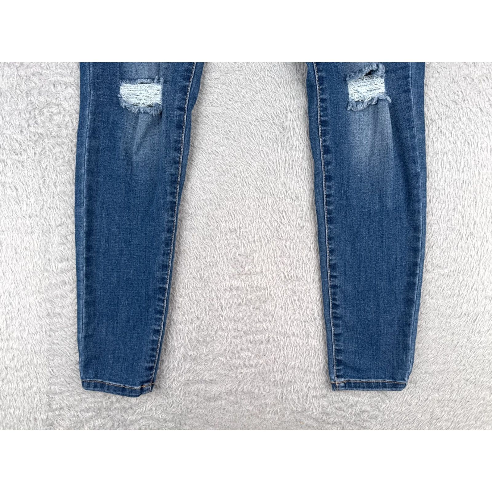 Vintage Mudd Jeans Juniors Skinny Jeans Blue Denim 34x29 Cotton Blend Distressed High Rise 5-Pocket Pockets Zip Button Mens Womens Girls Boys Size 38" / US 16 / IT 52 - 2 Thumbnail