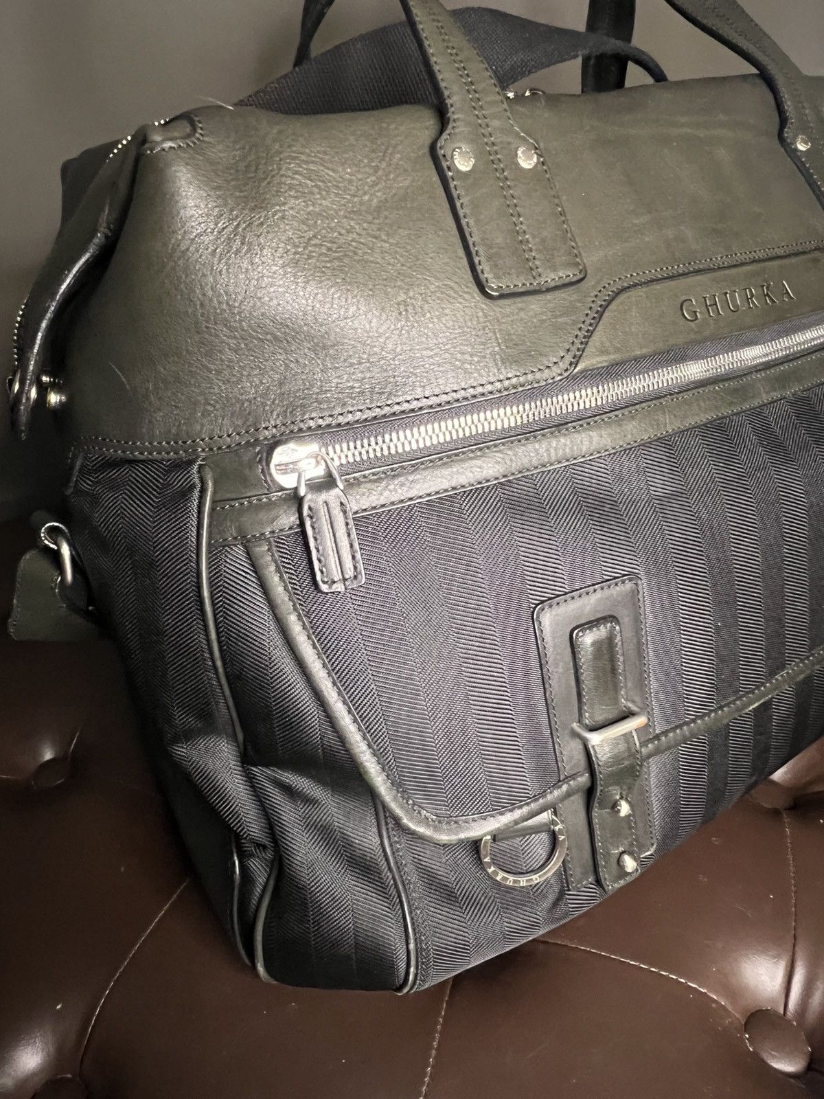 Ghurka Ghurka black leather carry on travel duffle bag Size ONE SIZE - 9 Thumbnail