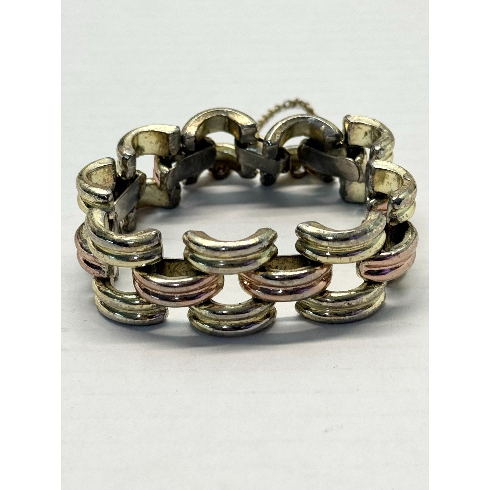 Monet Vintage Monet Jewelry Wide Two Tone Bracelet Size ONE SIZE - 4 Thumbnail