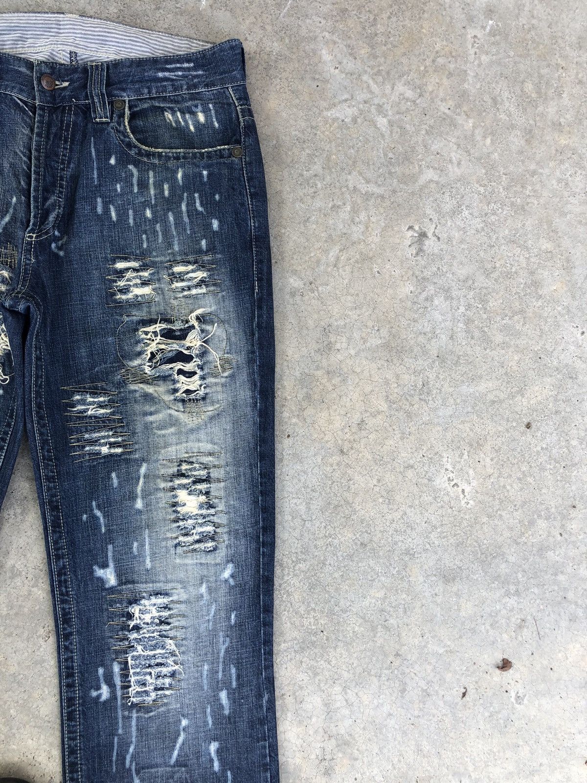 Ends Repair Japanese Bright Mini Flared Jeans Distressed Jeans Size US 33 - 5 Thumbnail