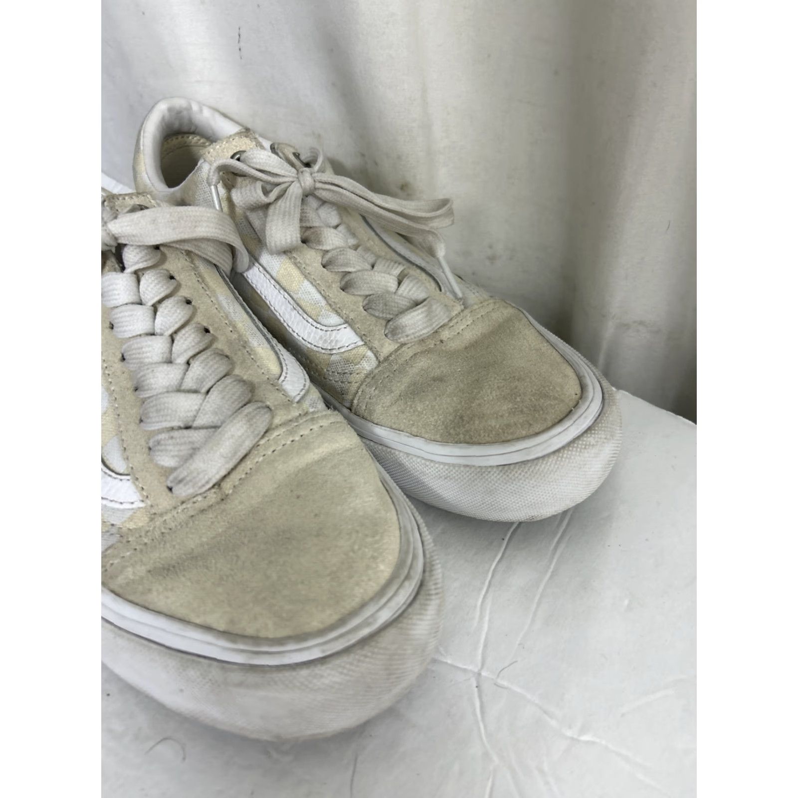 Vans Vans Mens 7.5 Ultracush Pro Cream Low Lace Up Checkered Duracap Sneakers Shoes Old Skool Sneakers Ivory Men Adult Shoes Mens Size US 8 / EU 41 - 2 Thumbnail