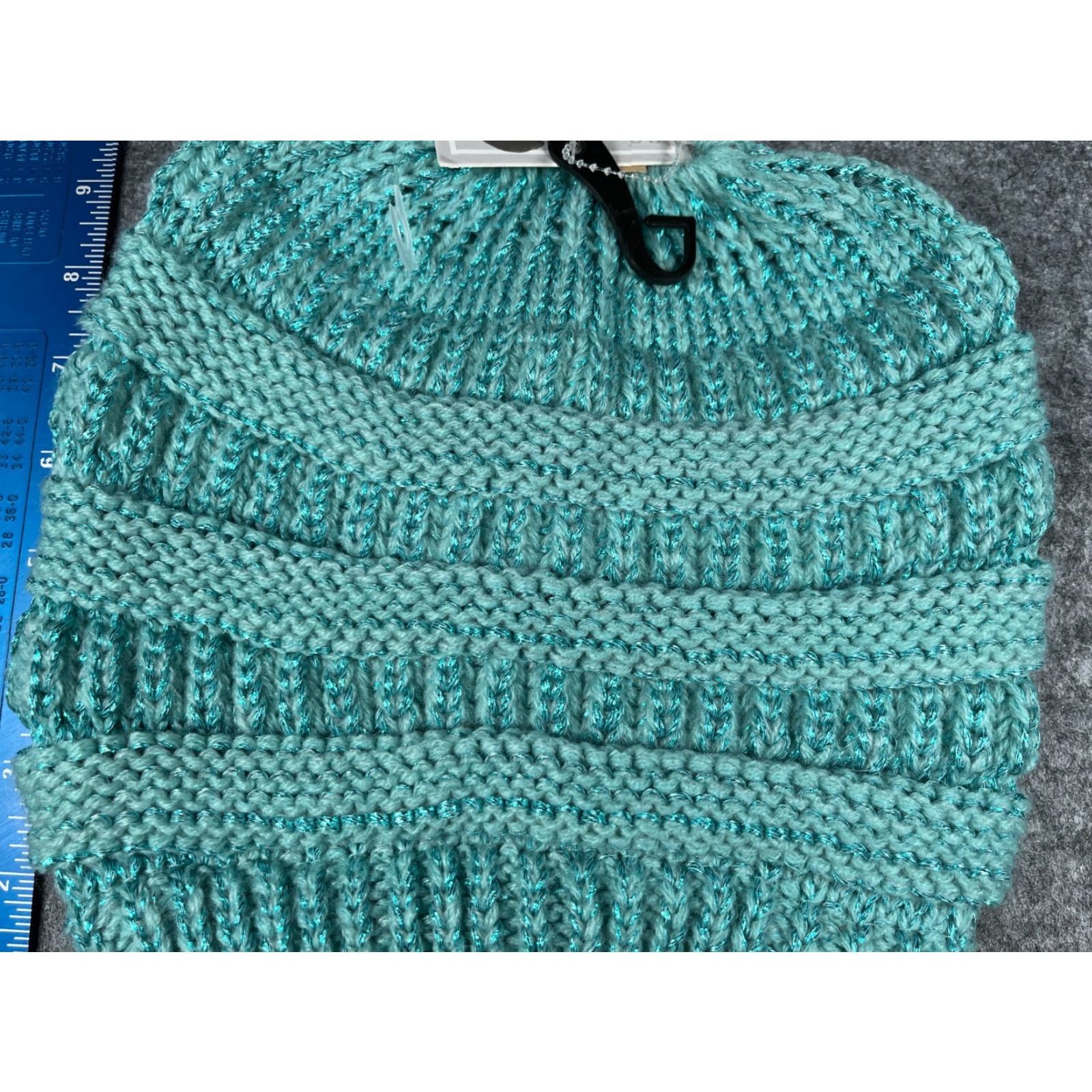 Vintage C.C Exclusive Beanie Women One Size Blue Knit Acrylic Sparkly Pony Tail Logo Hat Womens Size ONE SIZE - 3 Thumbnail