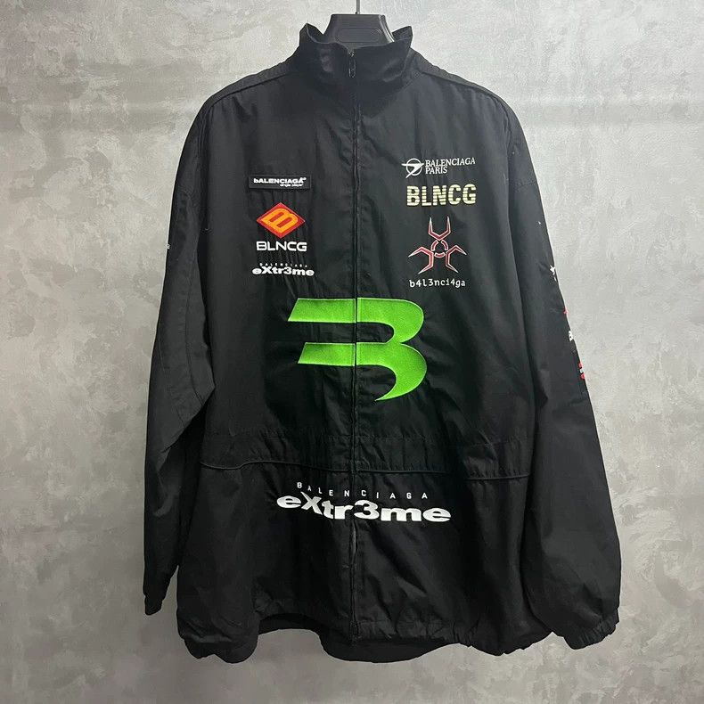 Black Balenciaga Logo Windbreaker Jacket