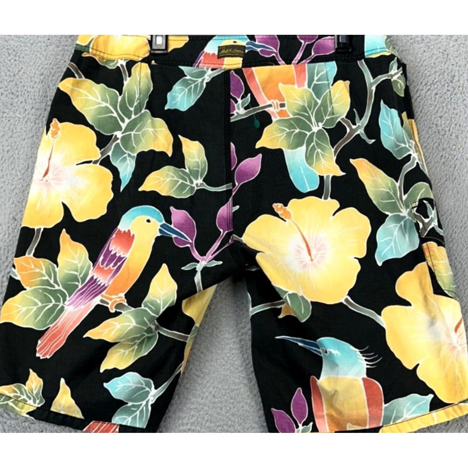 Polo Ralph Lauren VINTAGE Polo Ralph Lauren Swim Trunk Men 38 Black Jungle Birds Floral Drawstring Trunk Board Shorts Beach Outdoor Mens Size US M / EU 48-50 / 2 - 3 Thumbnail