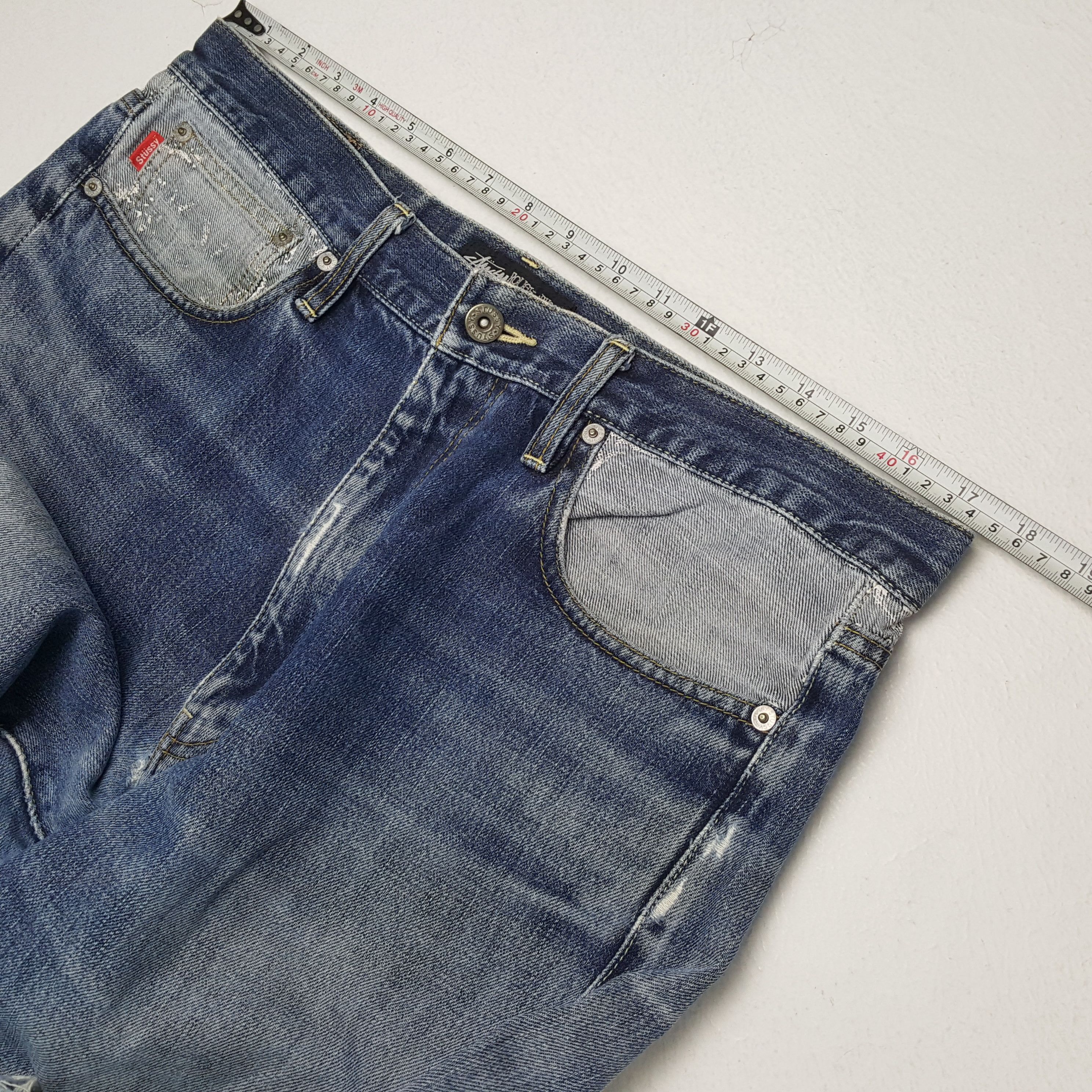 Stussy × Vintage STUSSY Streetwear Skateboard Style Distressed Jeans Size US 35 - 7 Thumbnail