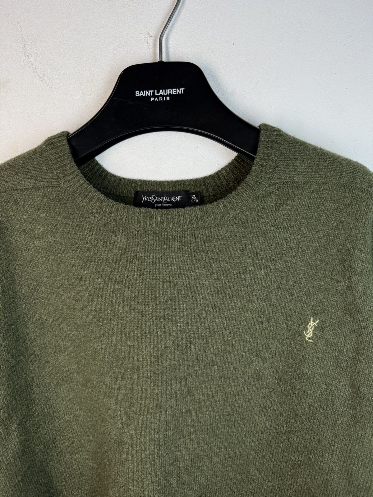 90s Wool YSL Sweater Green Soft knitted YSL Sweatshirt
