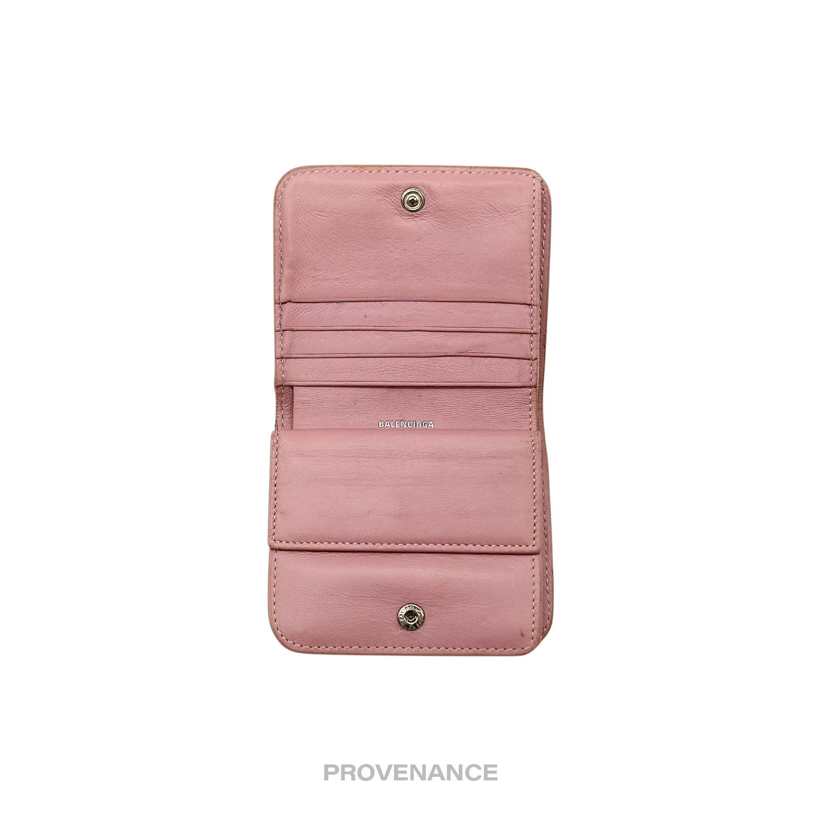 Balenciaga 🔴 Balenciaga Logo Snap Wallet - Powder Pink Leather Size ONE SIZE - 5 Thumbnail