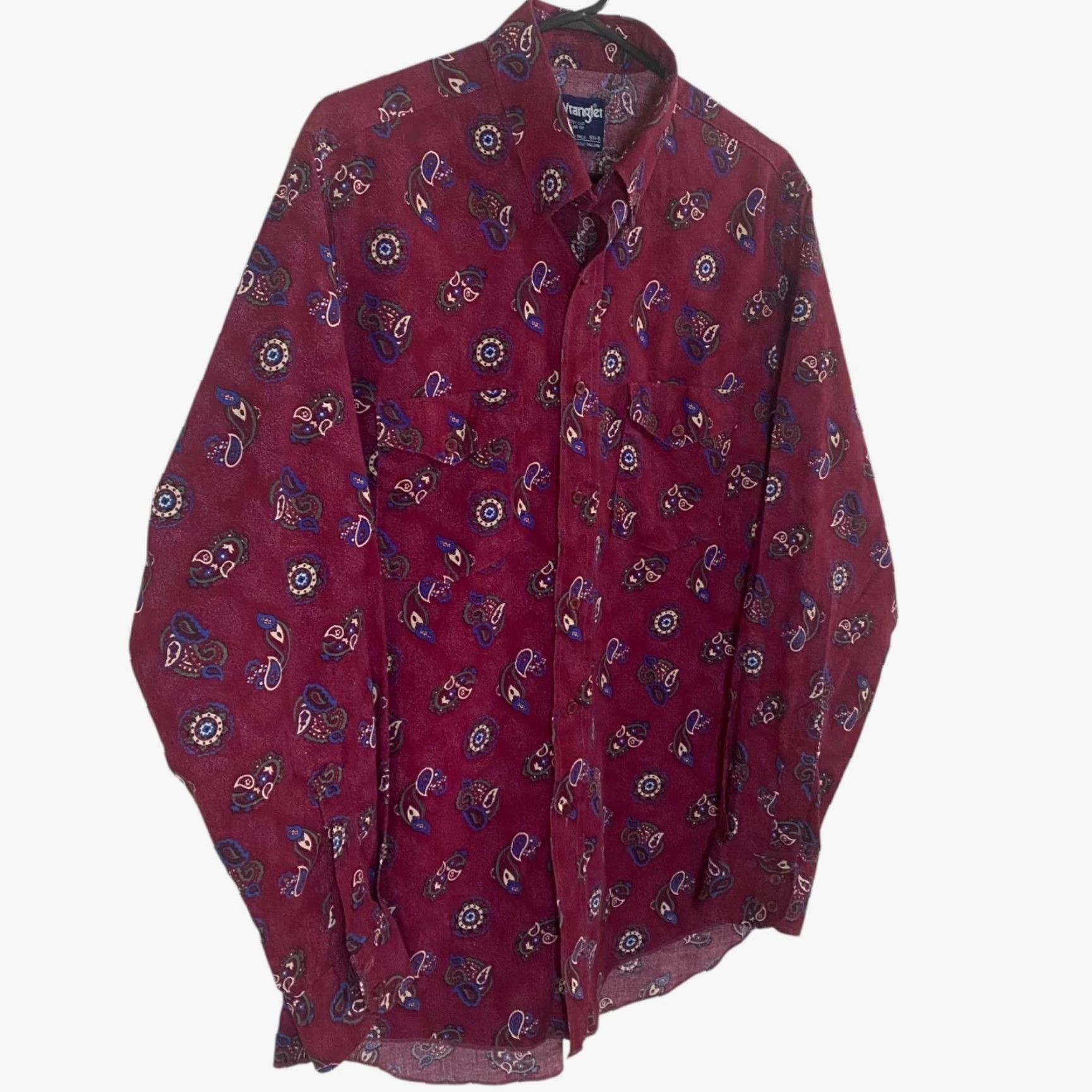 Wrangler VINTAGE Wrangler Cowboy Cut X-Long Tails Western Shirt Red Men's 16.5 - 35 Large Button-Down Chest Pockets Cowboy Western Size US XL / EU 56 / 4 - 2 Thumbnail