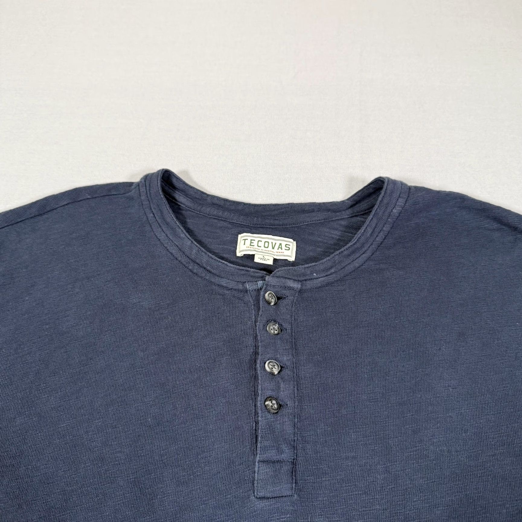 Tecovas Tecovas Shirt Mens Large Blue Henley Long Sleeve Western Cowboy Work Cotton Tee Size US L / EU 52-54 / 3 - 3 Thumbnail