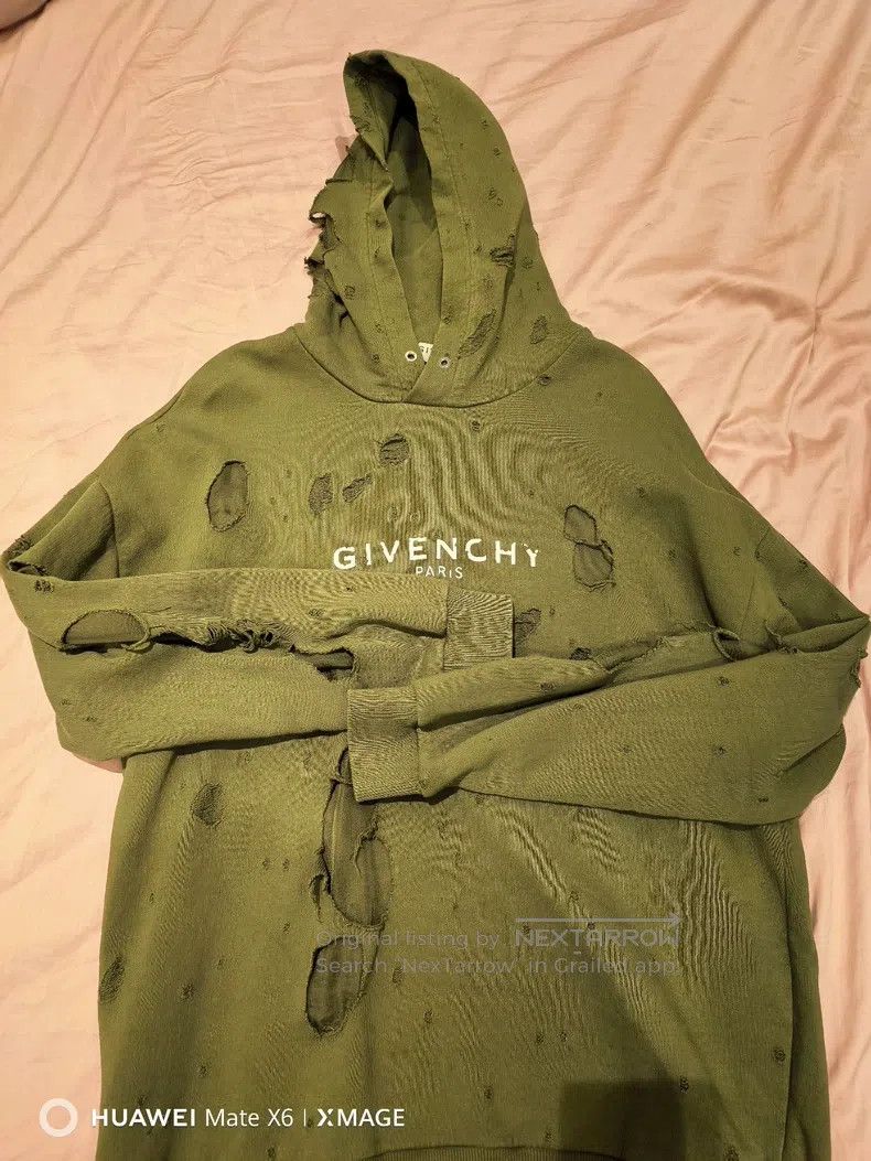 Givenchy Givenchy Military green distressed hooded sweatshirt Size US L / EU 52-54 / 3 - 2 Thumbnail