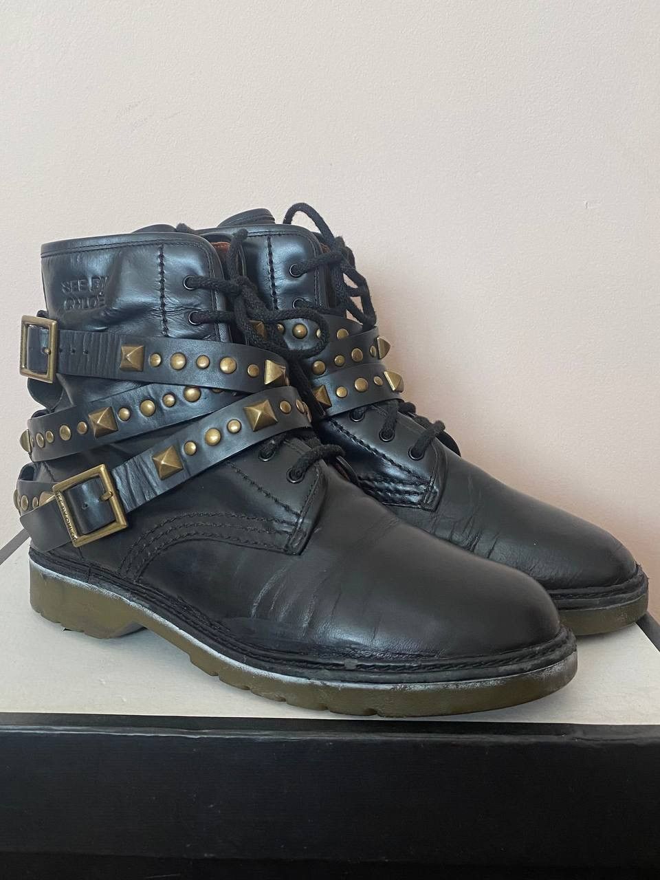 See by Chloe See by Chloé Avant garde Leather Studded Accent Combat Boots Size US 7 / IT 37 - 1 Thumbnail