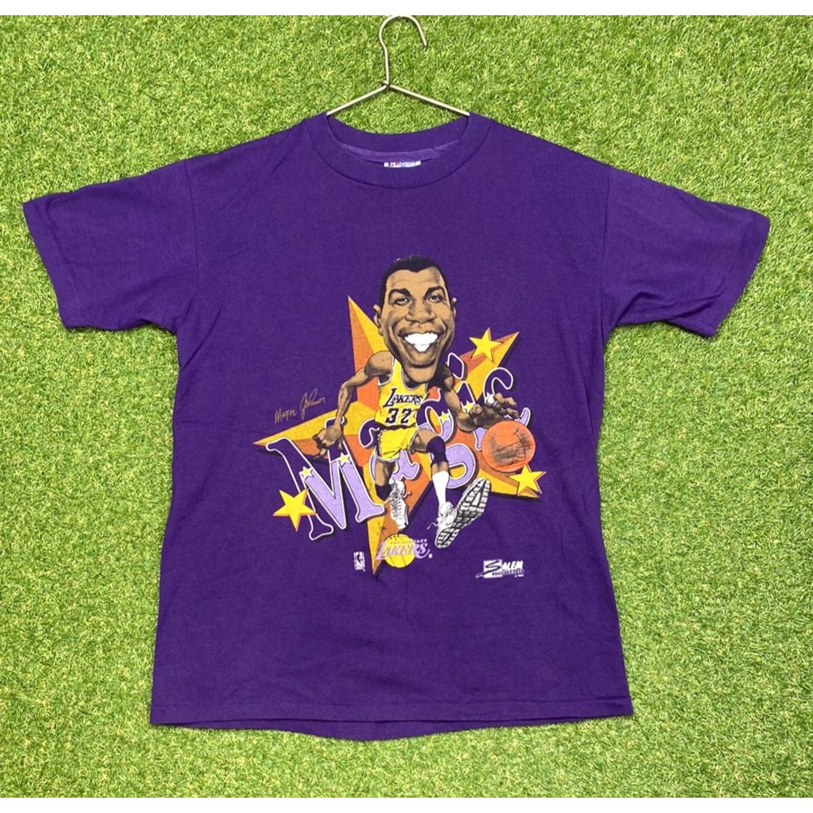 Vintage VINTAGE Lakers Magic Johnson Shirt Mens M Purple 1990s NBA Cartoon Print Short Sleeve Crew Neck Model: Sportsman Size US M / EU 48-50 / 2 - 2 Thumbnail