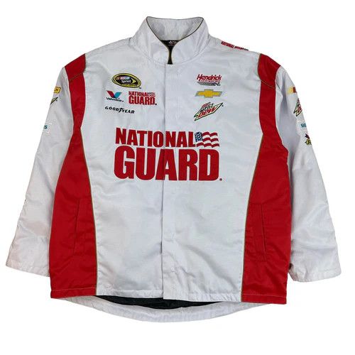 image of Vintage National Guard Nascar Race Jacket in White, Men's (Size 2XL)