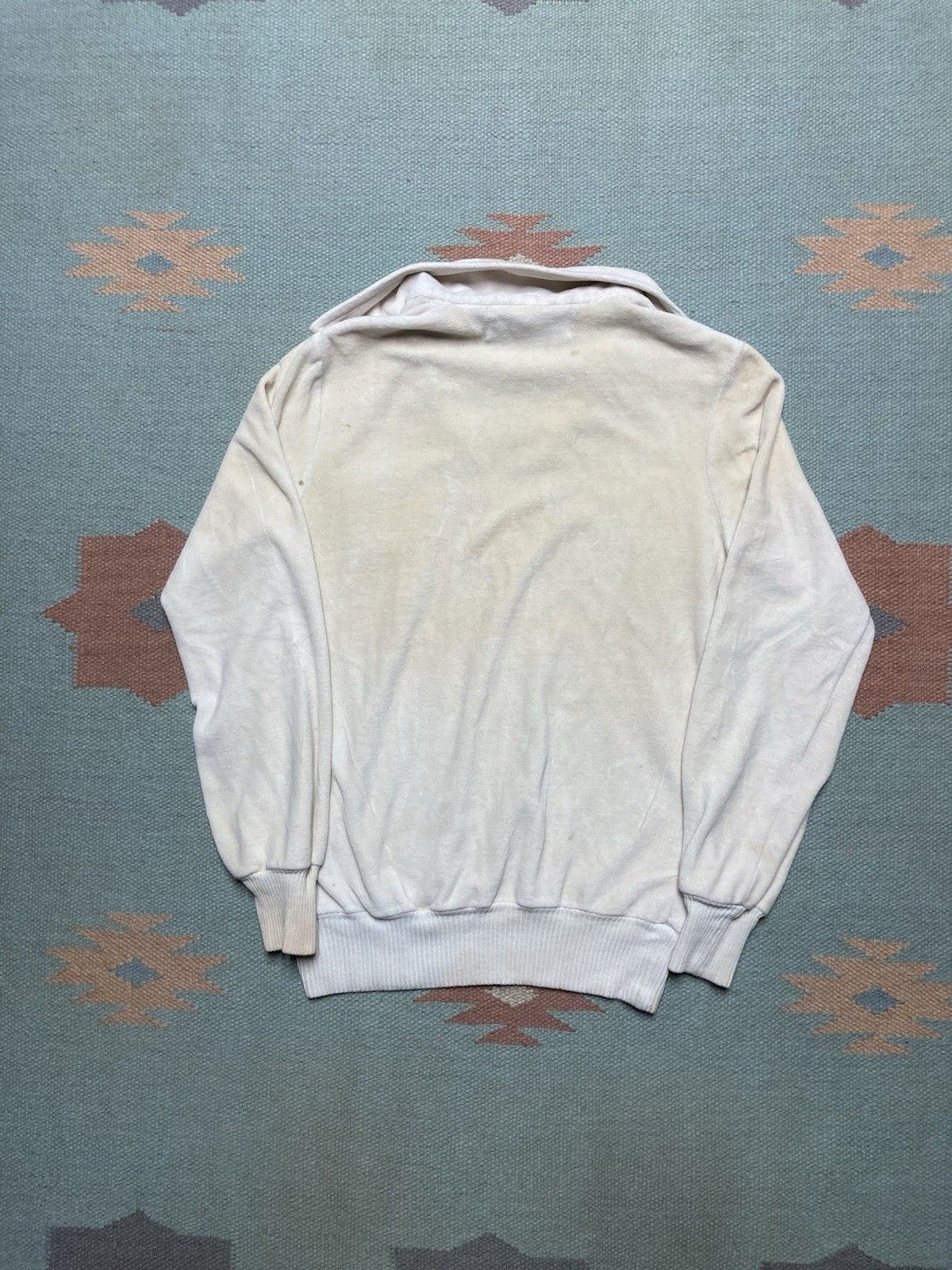 Vintage Vintage 70s polo shirt soft velour white stained small Size US S / EU 44-46 / 1 - 8 Thumbnail