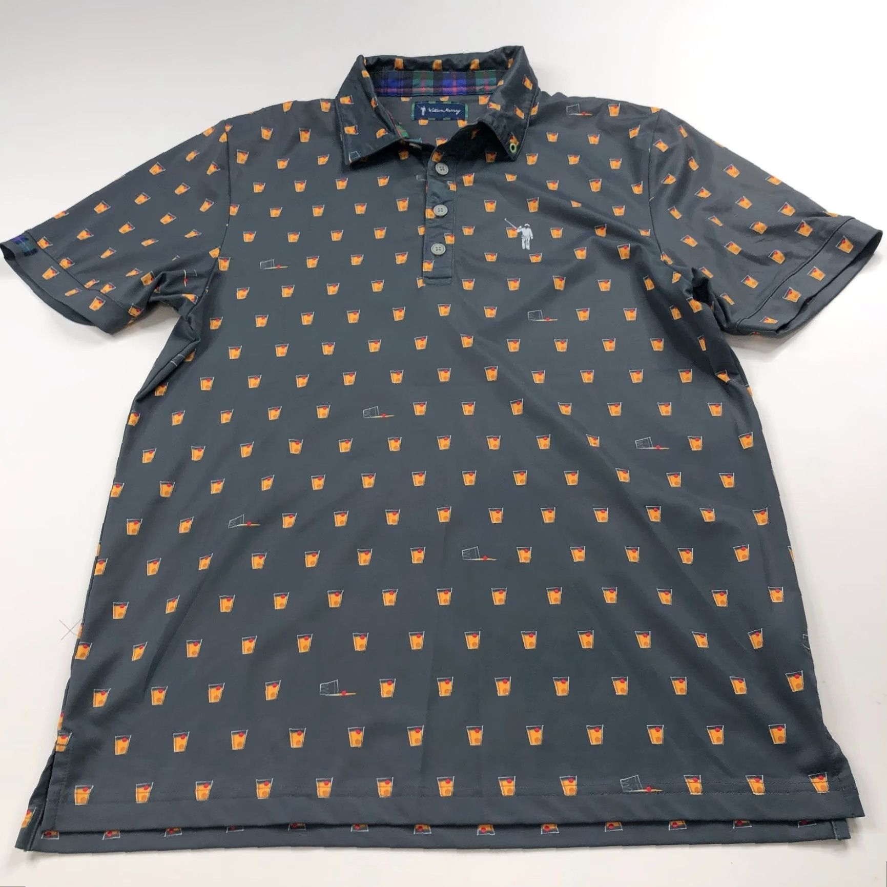 Vintage William Murray Polo Shirt Short Sleeve Button Gray All Over Print Golf Shirt Mens S Regular Size Gray Polo Shirt Size US S / EU 44-46 / 1 - 2 Thumbnail