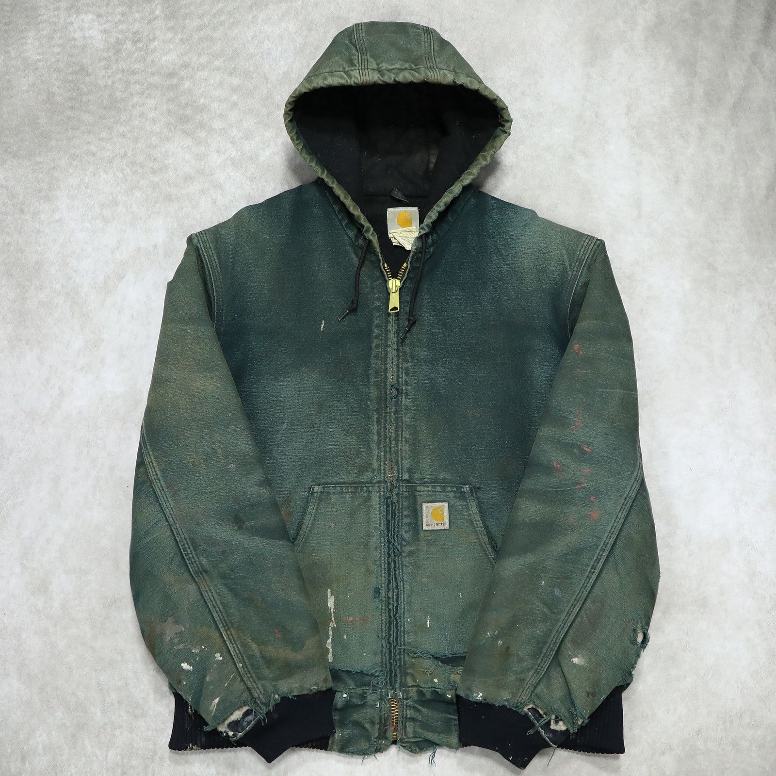 Carhartt Vintage Thrashed Carhartt Faded Black Hooded Jacket Size US M / EU 48-50 / 2 - 2 Thumbnail
