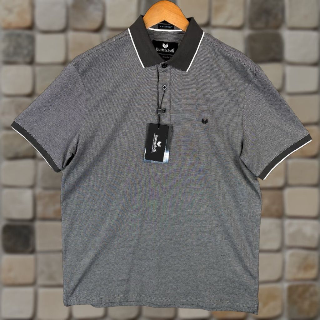 Vintage Butter Cloth Polo Shirt Men M Charcoal Icy Cotton Regular Fit Golf Shirt Size US M / EU 48-50 / 2 - 1 Thumbnail