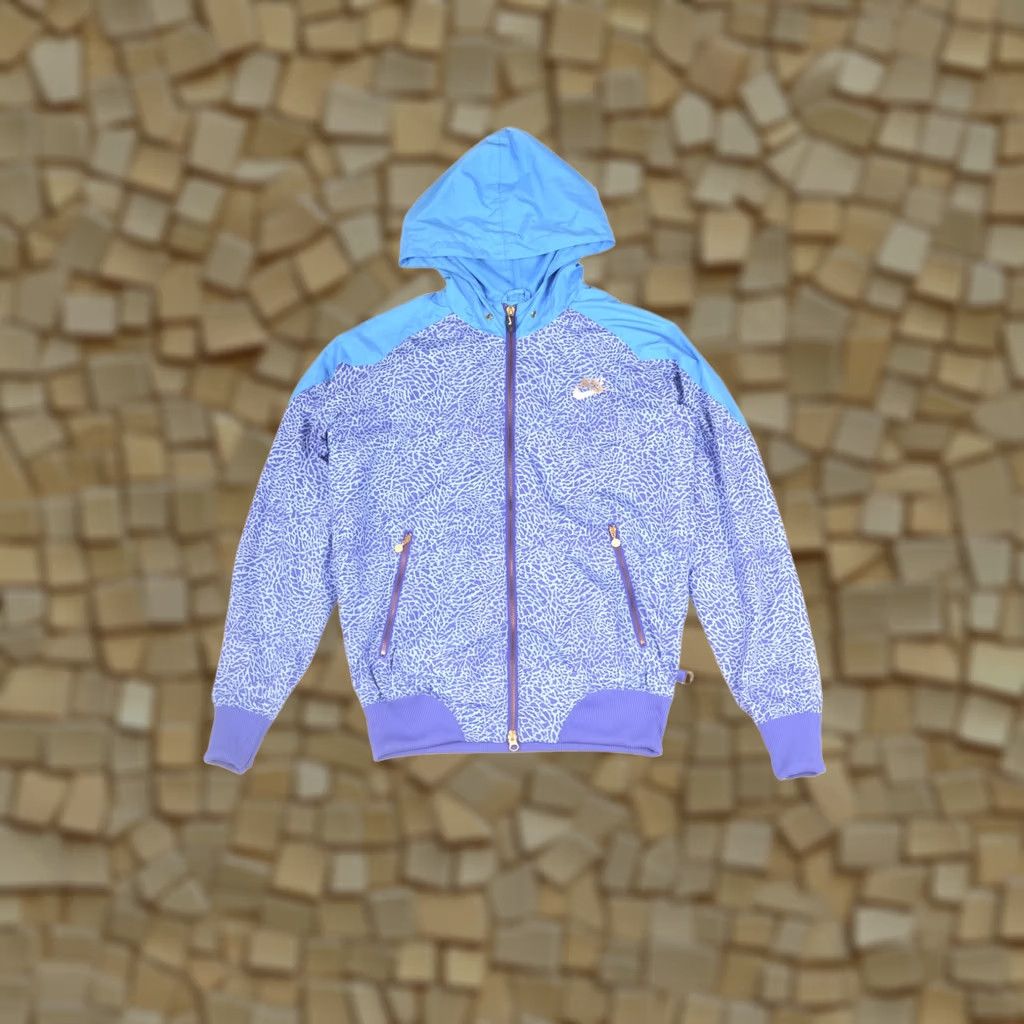 Nike Nike Womens Windbreaker Jacket S Blue Vintage Cover Up Full-Print Zip Activewear Womens USA 333213-477 Size S / US 4 / IT 40 - 1 Thumbnail